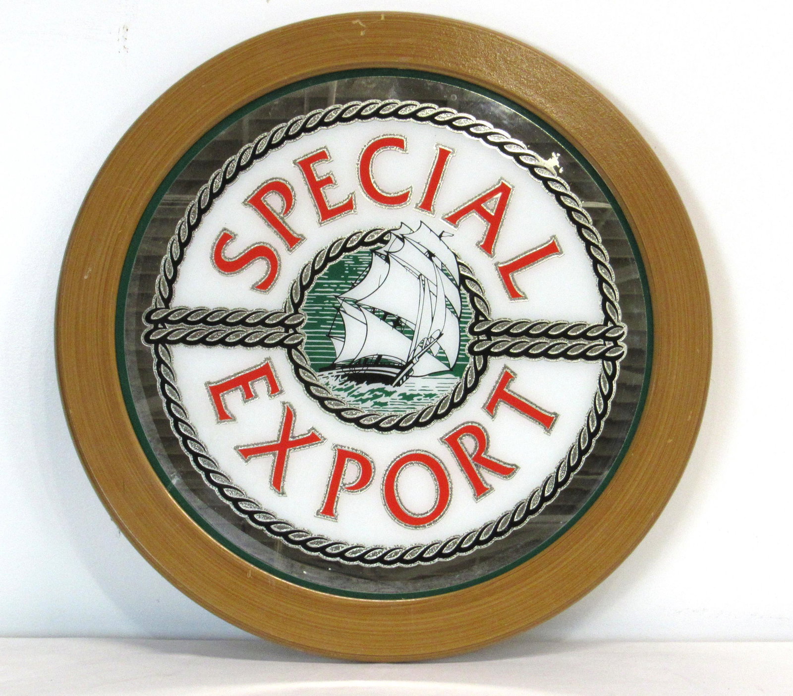 Special Export Beer Mirror Advertising Sign: Special Export Beer Mirror Advertising Sign. This item requires third party shipping or pickup arrangements to be made. Dimensions: 23 x 23 x 1