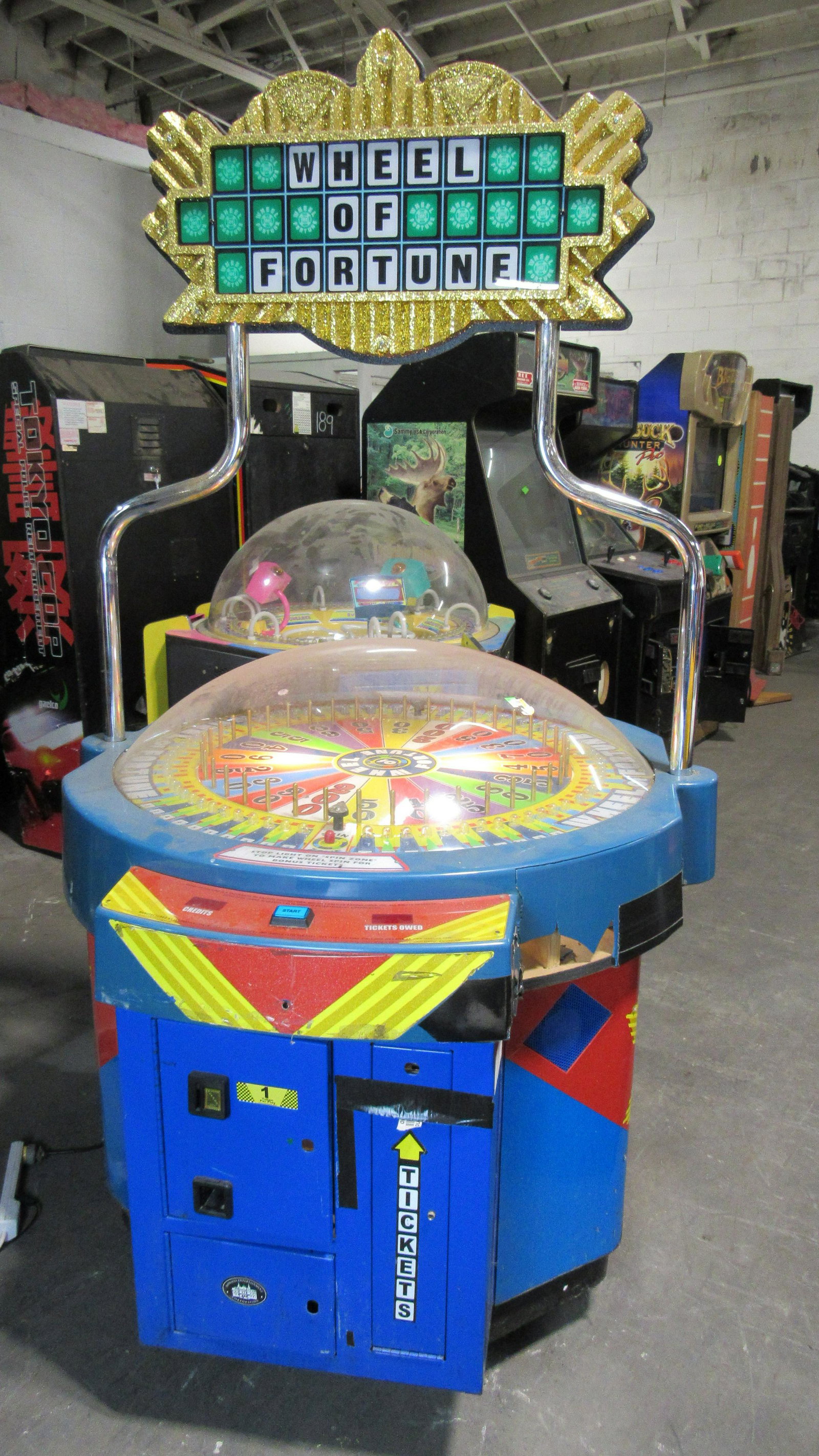 Wheel of Fortune Ticket Redemption Arcade Game: Wheel of Fortune Ticket Redemption Arcade Game. As-is, not working. This item requires third party shipping or pickup arrangements to be made. Dimensions: 83 x 48 x 45