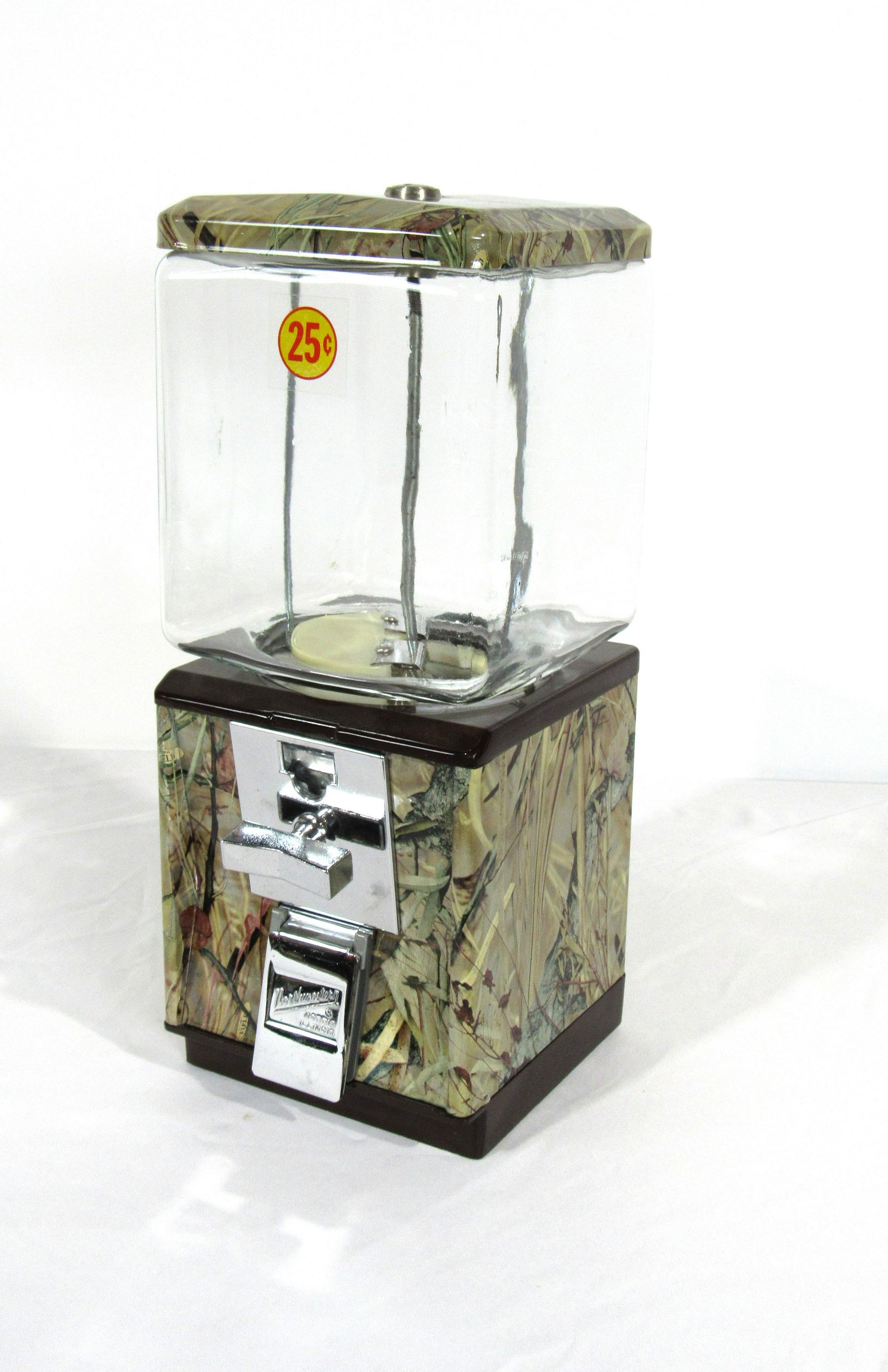 Northwestern Super 60 Camouflage Glass Globe Gumball: Northwestern Super 60 Restored Camouflage Themed Glass Globe Gumball. Key not included, lock has been drilled for easy open. This item requires third party shipping or pickup arrangements to be made. 
