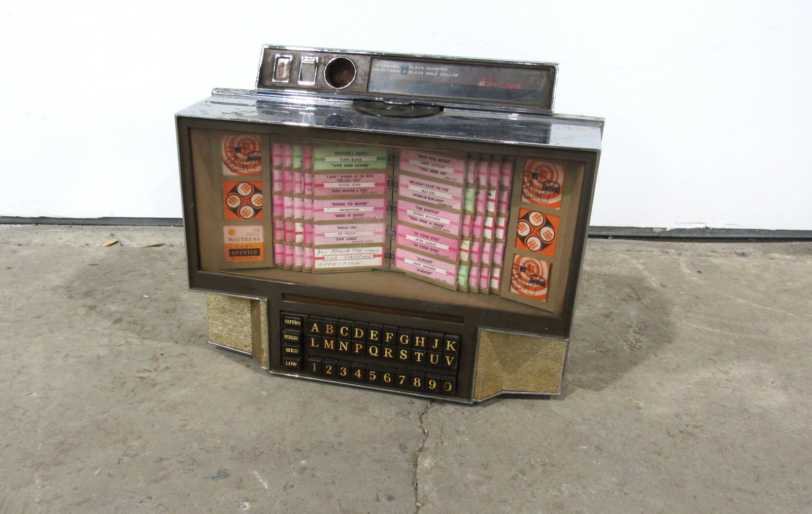 Rowe/AMI Coin Operated Wallbox: Rowe/AMI Coin Operated Wallbox. This item requires third party shipping or pickup arrangements to be made. Dimensions: 13 x 17 x 7