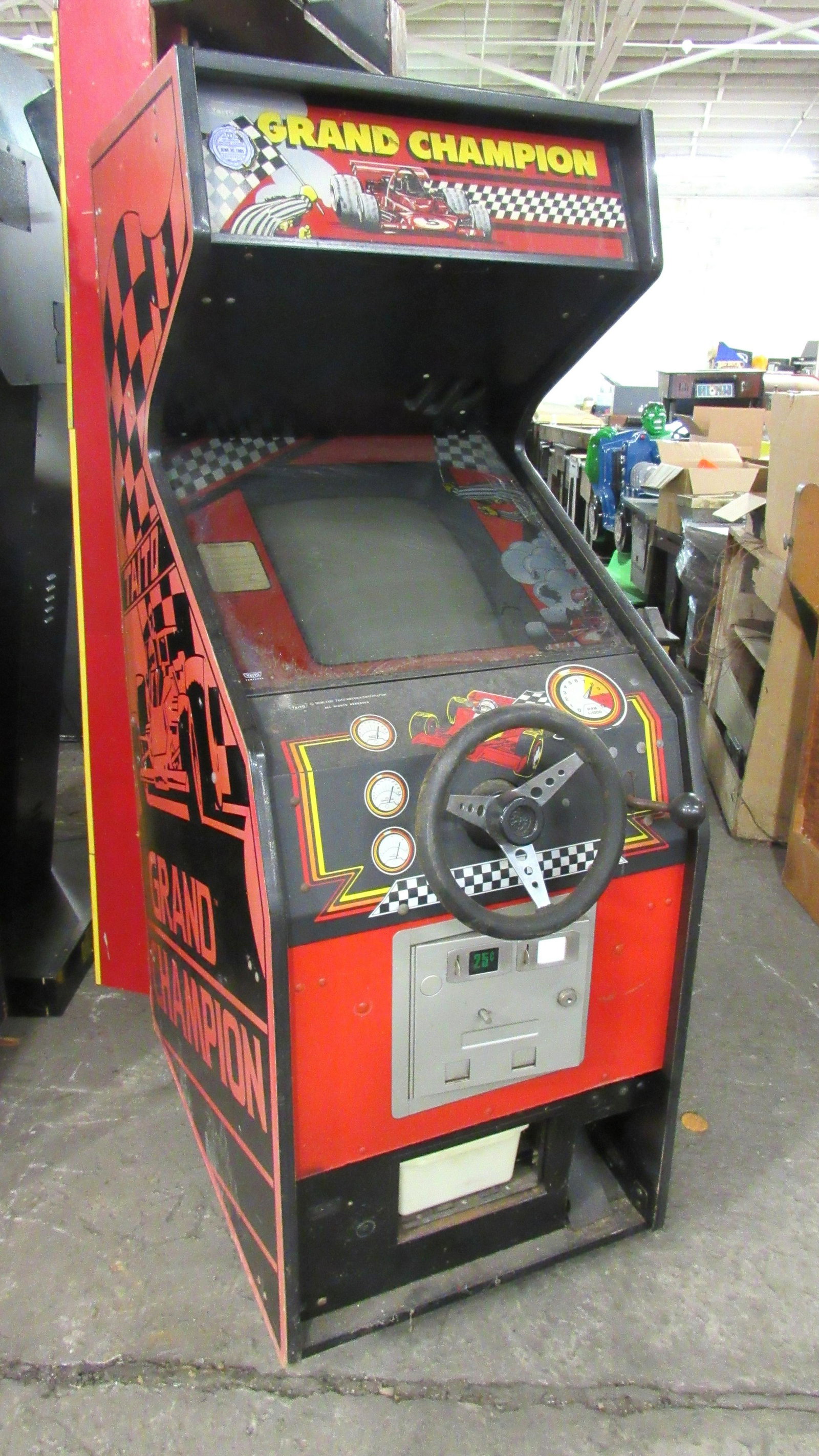 Taito Grand Champion Arcade Game: Taito Grand Champion Arcade Game. Complete, not working. Powers on but no picture on monitor. Dimensions: 68 x 25 x 39