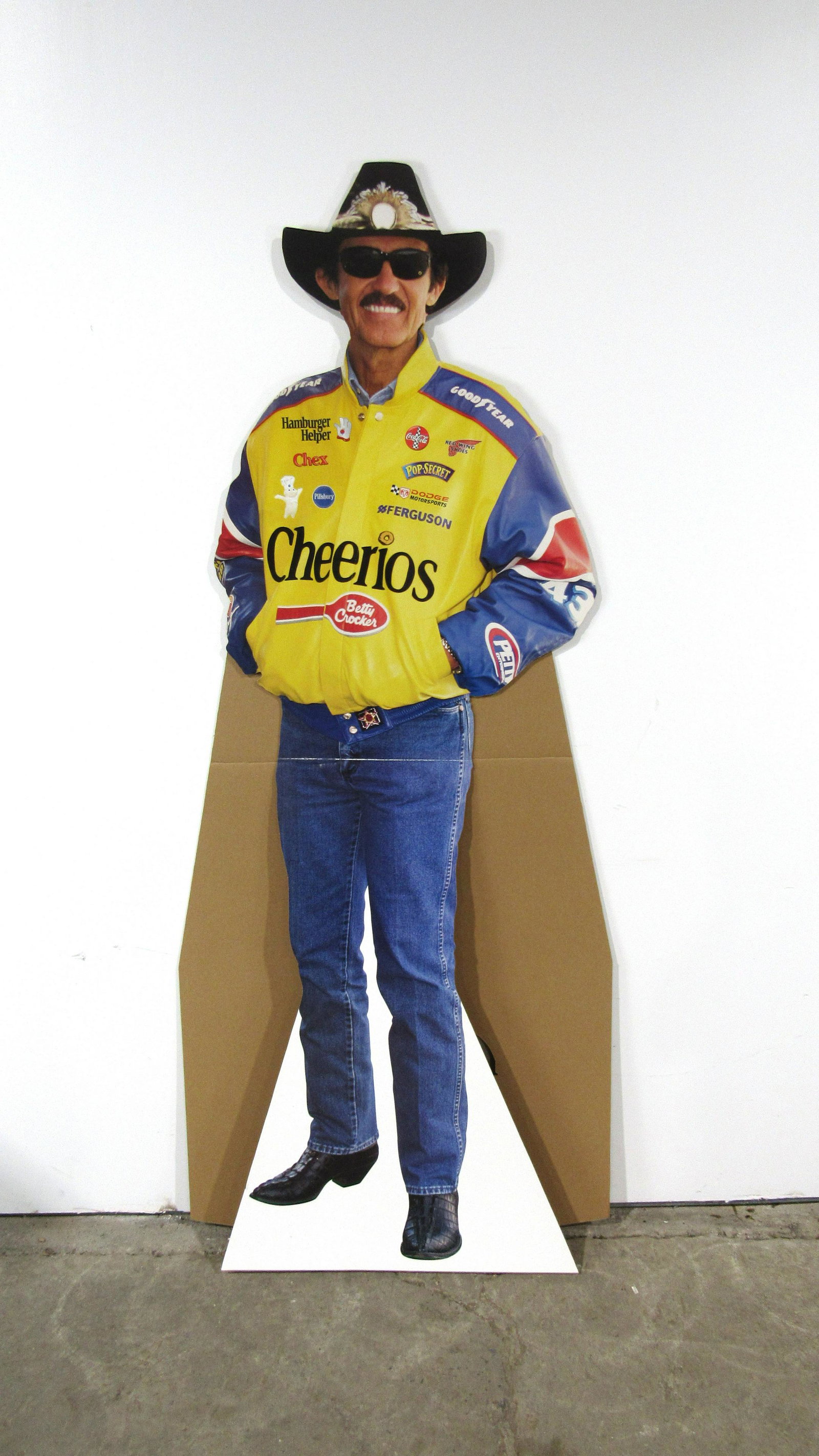 General Mills NASCAR Richard Petty Cardboard Cut Out: General Mills NASCAR Richard Petty Cardboard Cut Out, new in box. Dimensions unfolded: 76 x 24