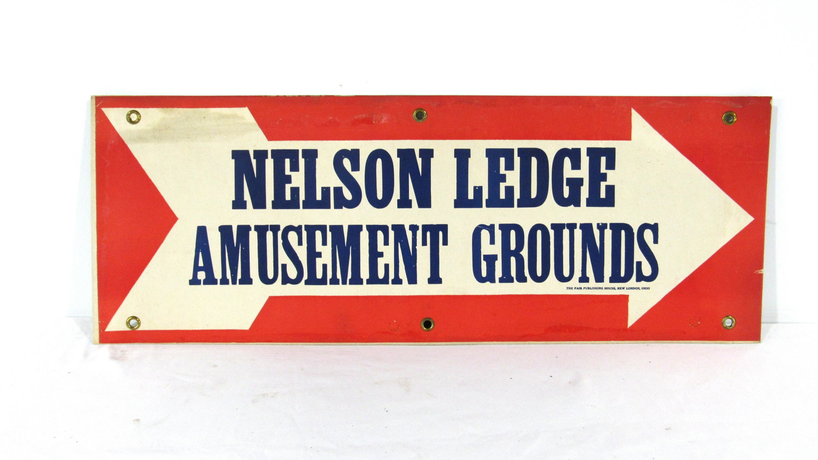 Nelson Ledge Amusement Grounds Cardboard Tac Sign: Nelson Ledge Amusement Grounds Cardboard Tac Sign. In-house shipping available. Dimensions: 10 x 28