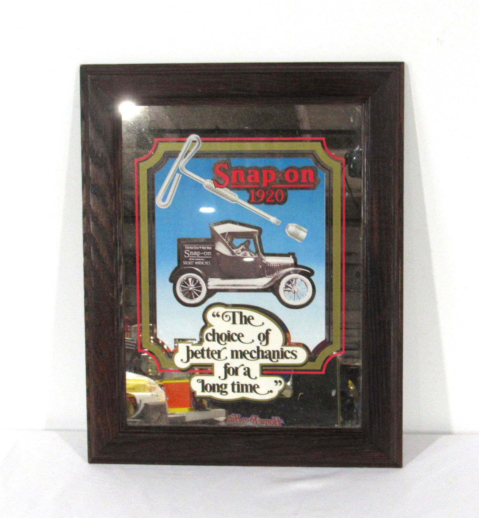 Snap-On Tools 1920 Advertising Mirror: Snap-On Tools 1920 Advertising Mirror. In-house shipping available. Dimensions: 20 x 16 x 1