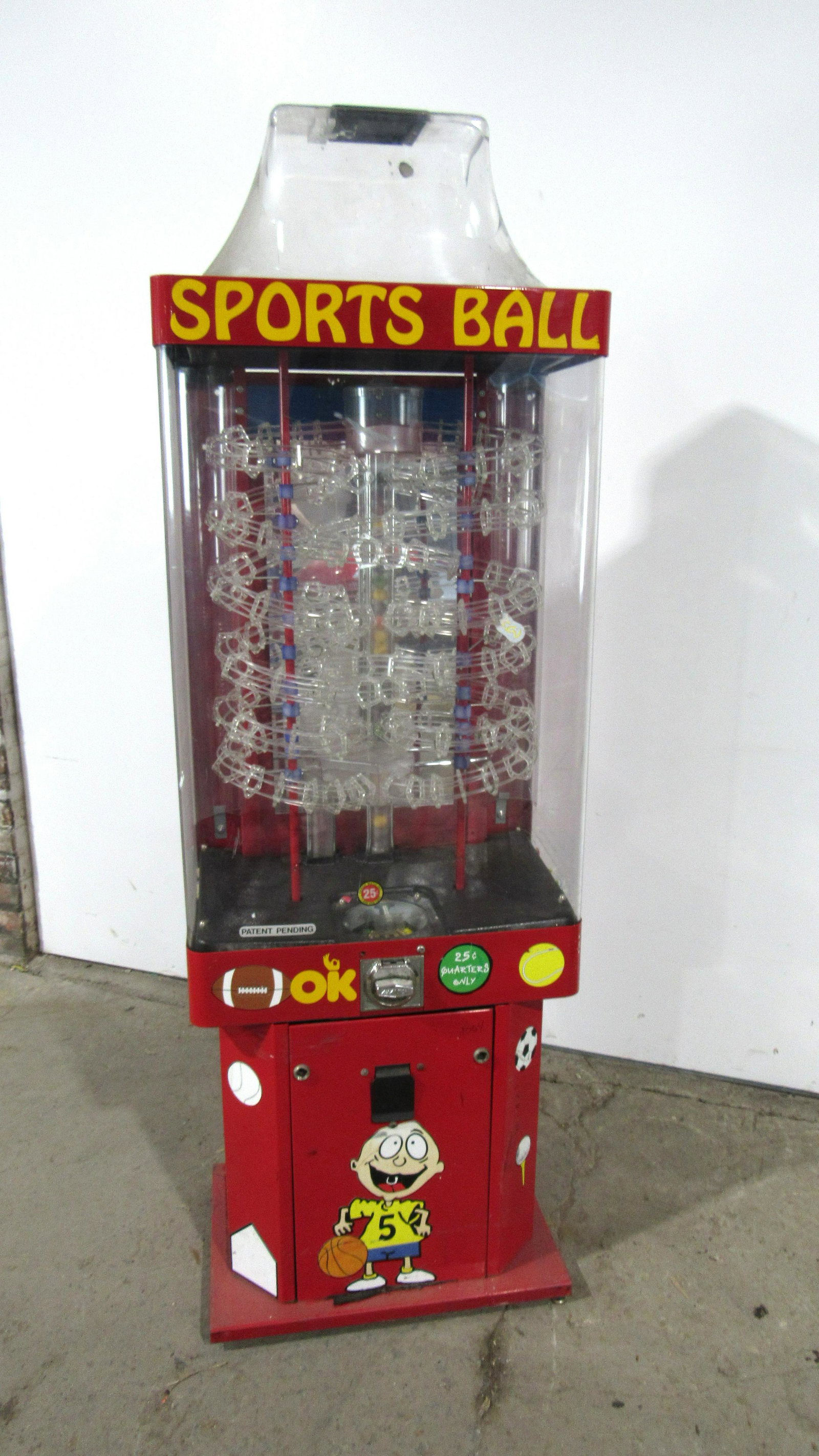 Rugrats Themed Sports Ball Gumball Vending Machine: Rugrats Themed Coin Operated Sports Ball Gumball Vending Machine, Lot 1. Working. Locks not included. This item requires third party shipping or pickup arrangements to be made. Dimensions: 69x 23 x 14