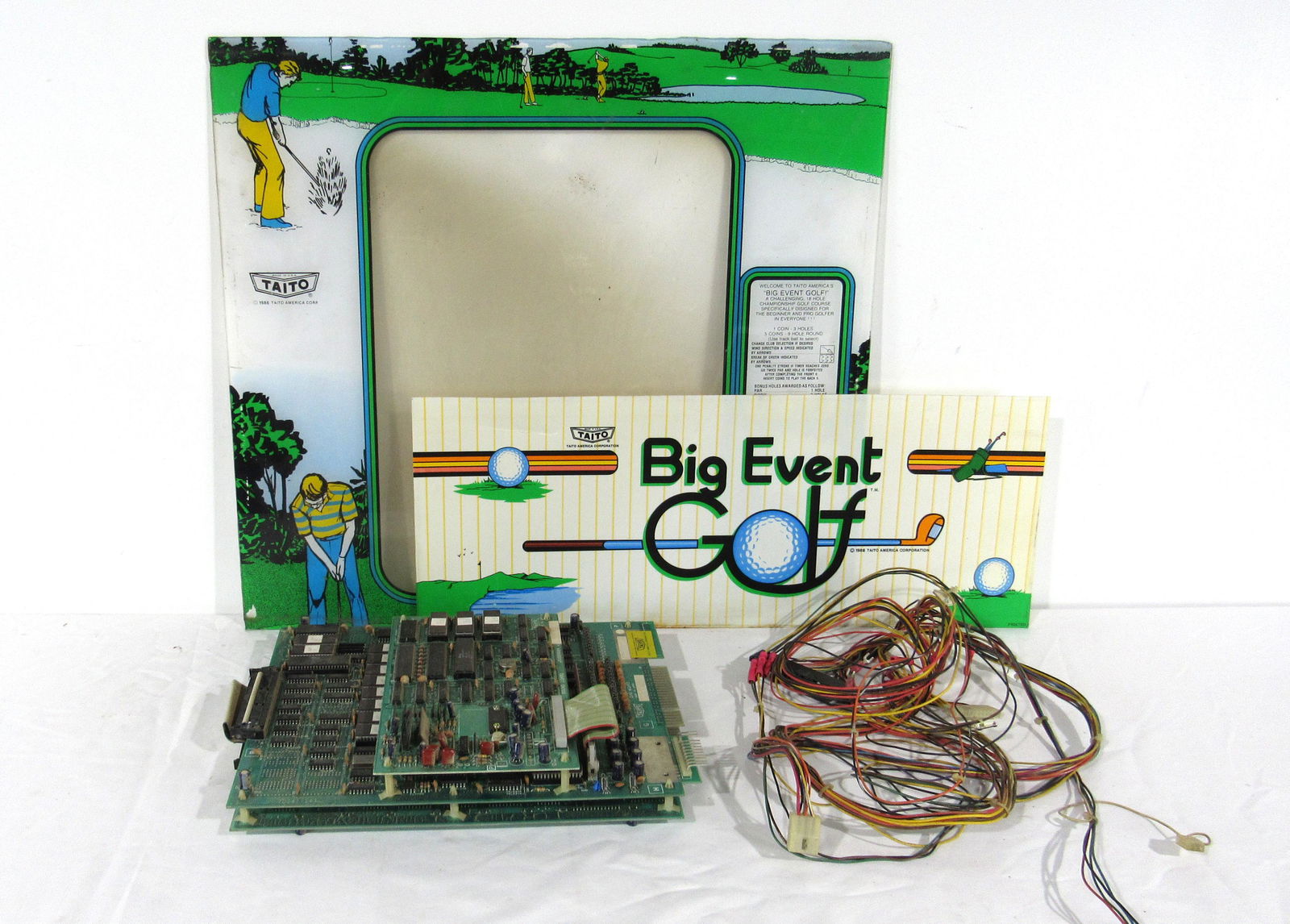 Taito Big Event Golf Arcade Game Board, Header & Plexi: Big Event Golf Arcade Game Board, Header & Plexi. Untested. This item requires third party shipping or pickup arrangements to be made.