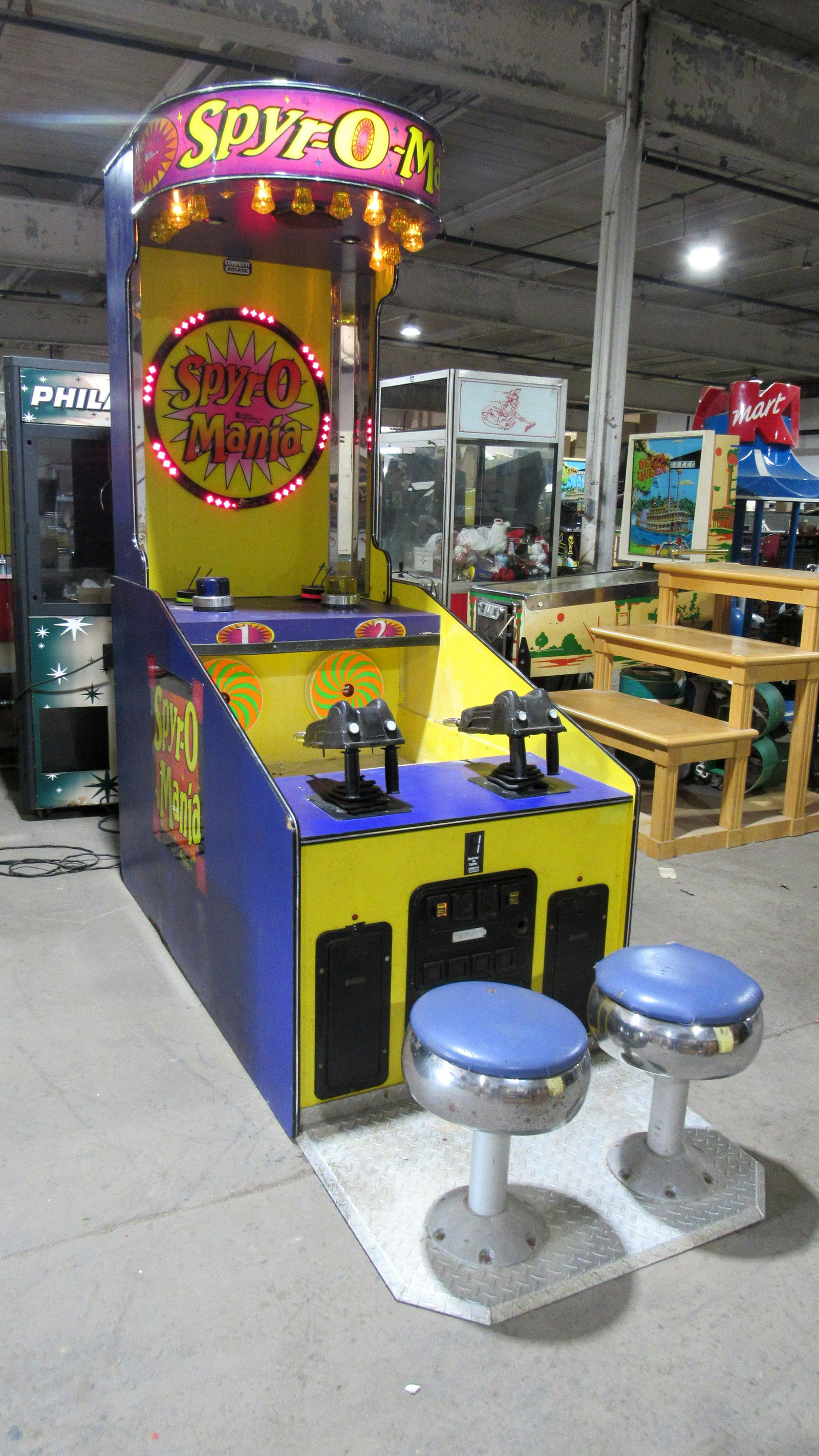 Coastal Amusements Spyr-O-Mania Water Arcade Game: Coastal Amusements Spyr-O-Mania Water Arcade Game. Powers on, not otherwise tested. This item requires third party shipping or pickup arrangements to be made. Dimensions: 95 x 36 x 94.