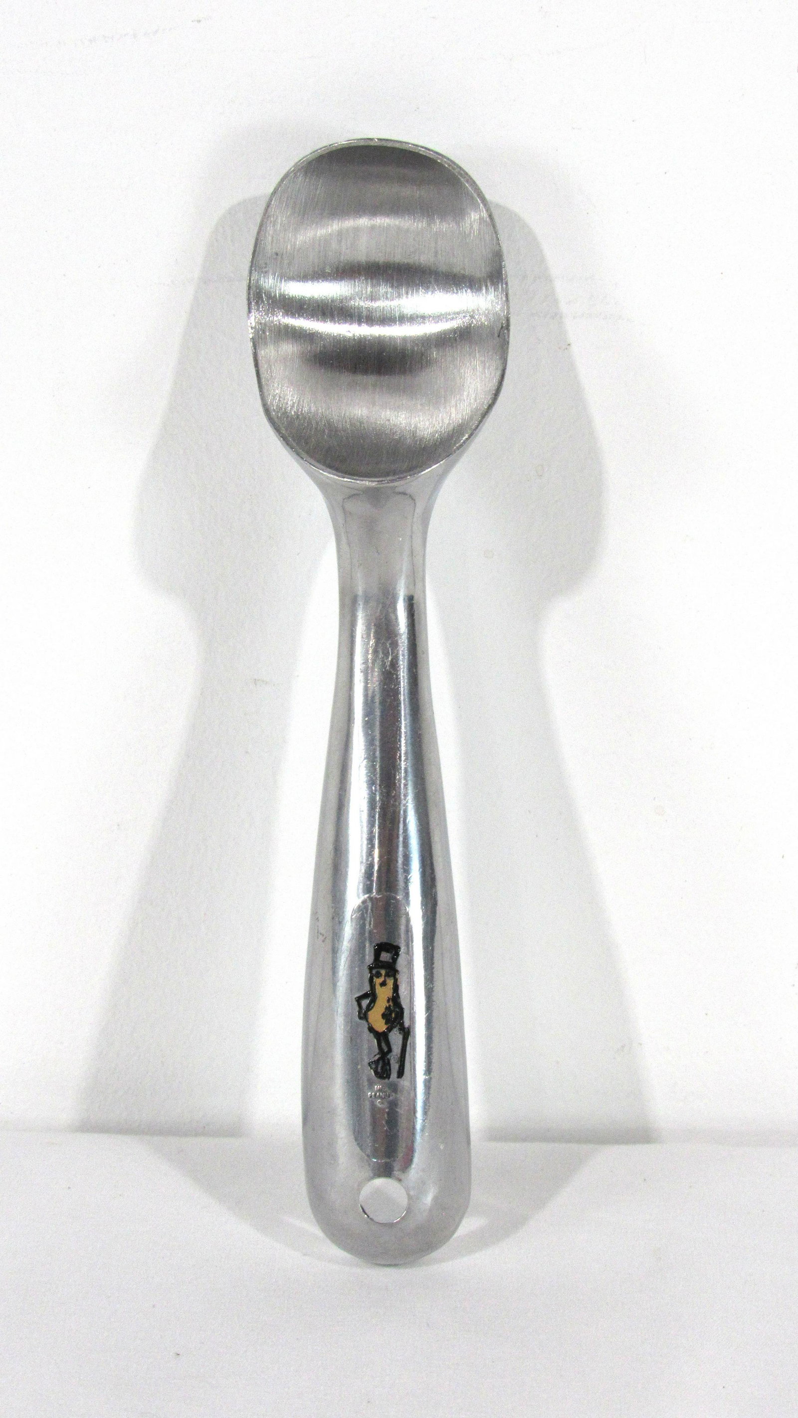 Mr. Peanut Embossed Ice Cream Scoop, NOS: Mr. Peanut Embossed Ice Cream Scoop, New Old Stock. In-house shipping available. Dimensions: 7.5 x 2 x 2