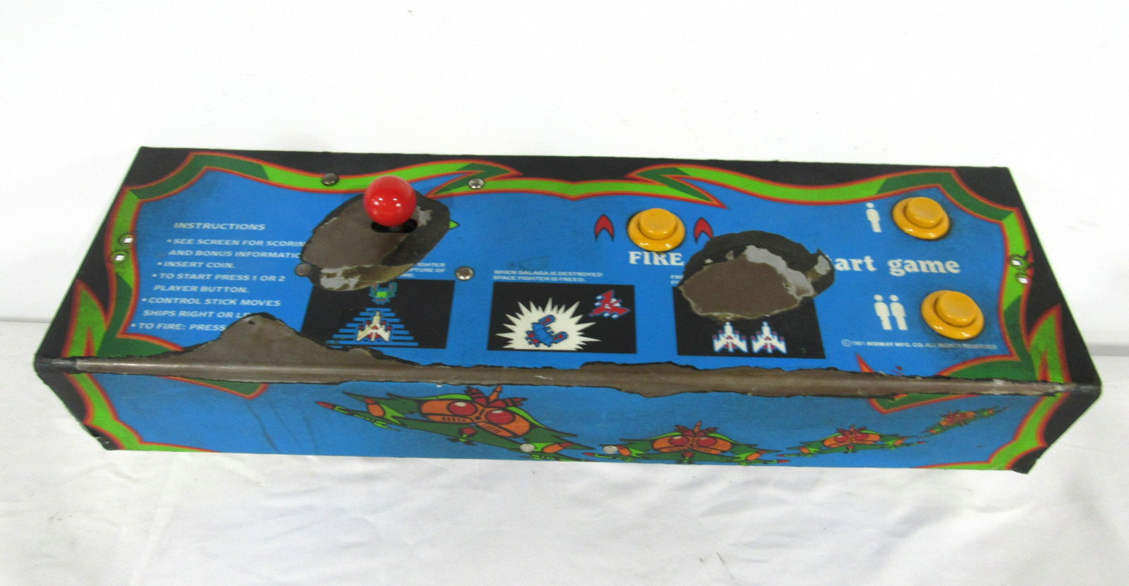 Bally Midway Galaga Arcade Game Control Panel: Bally Midway Galaga Arcade Game Control Panel. In-house shipping available. Dimensions: 6 x 23 x 7