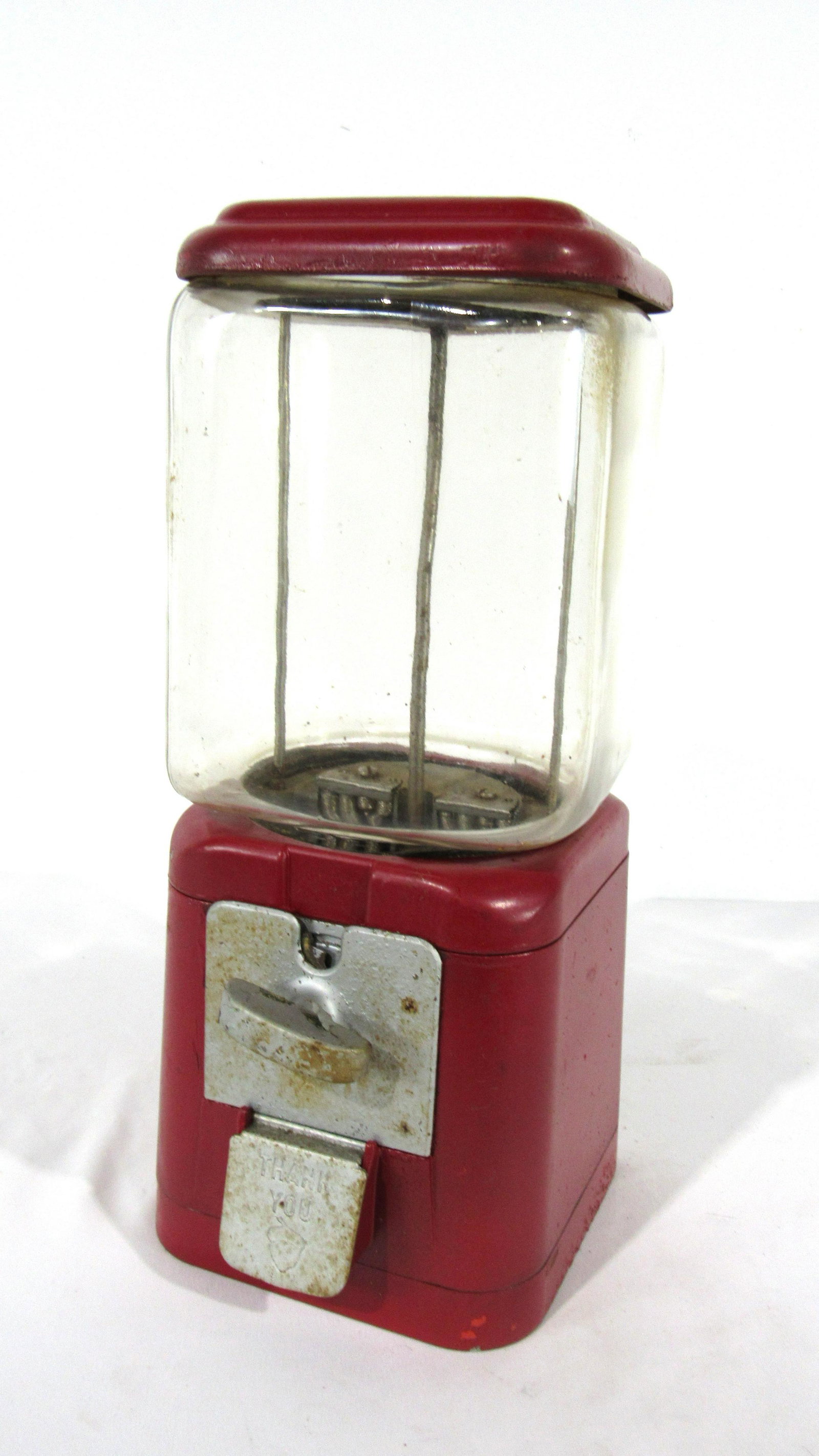 Red Glass Globe Acorn Gum Vending Machine: Red Glass Globe Acorn Gum Vending Machine. This item requires third party shipping or pickup arrangements to be made. Dimensions: 16 x 7 x 6