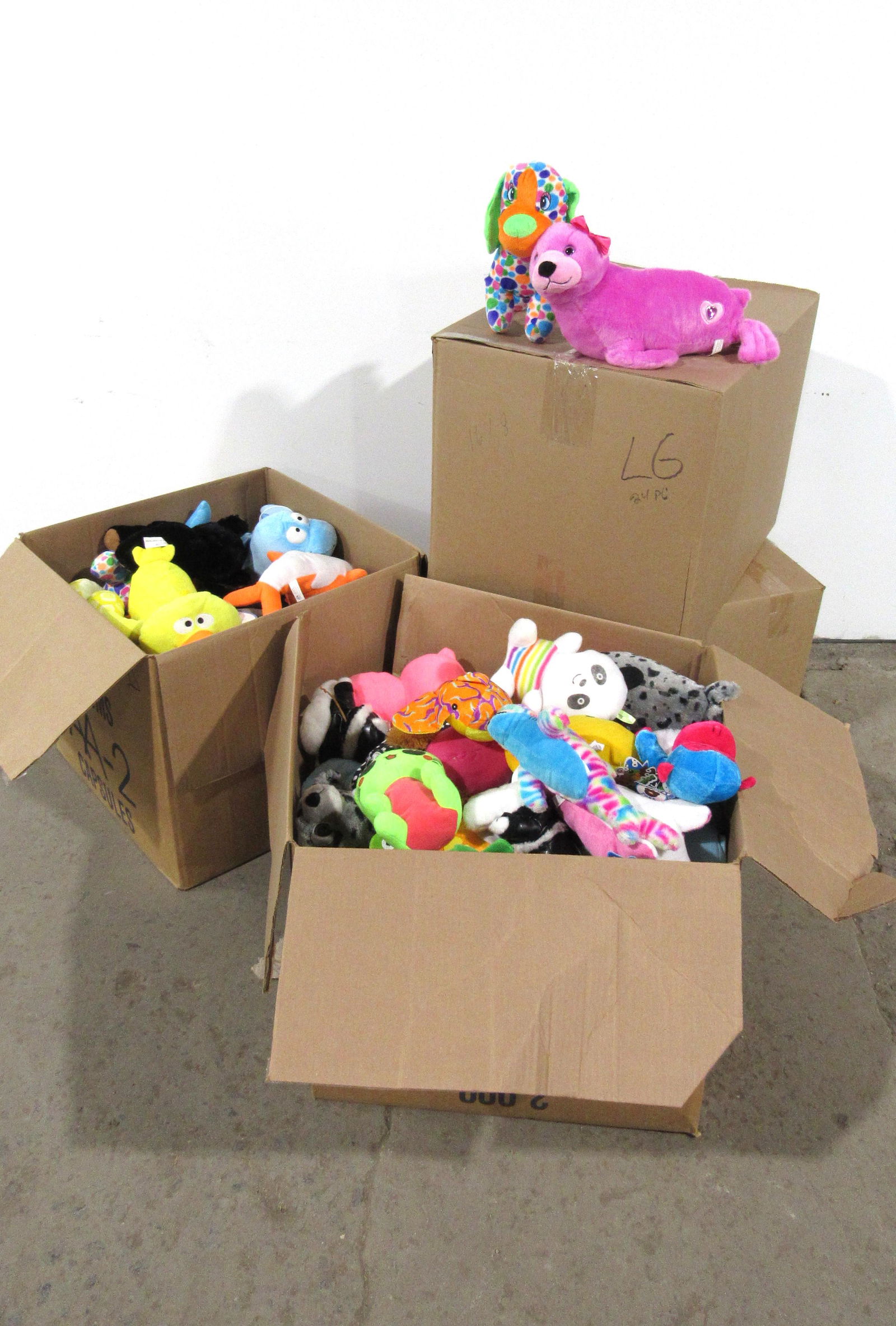 Four Boxes of Small, Med & Large Plush for Crane Arcade: Four Boxes of Small, Medium & Large Plush for Crane Arcade Games / Prizes. In-house shipping available.
