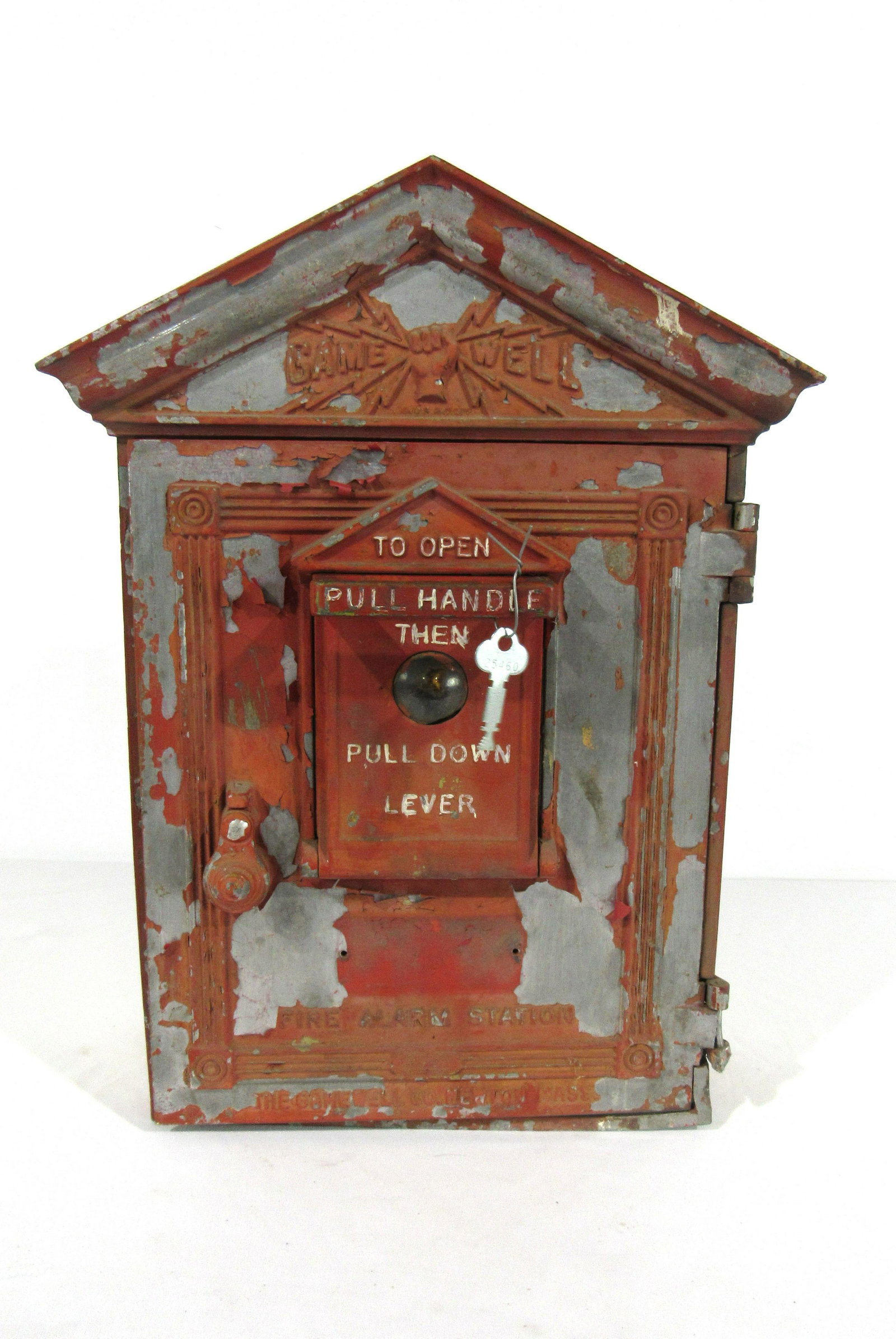 Gamewell Firebox Shell from Hagerstown, MD: Gamewell Firebox from Hagerstown, MD. In-house shipping available. Dimensions: 17 x 13 x 9