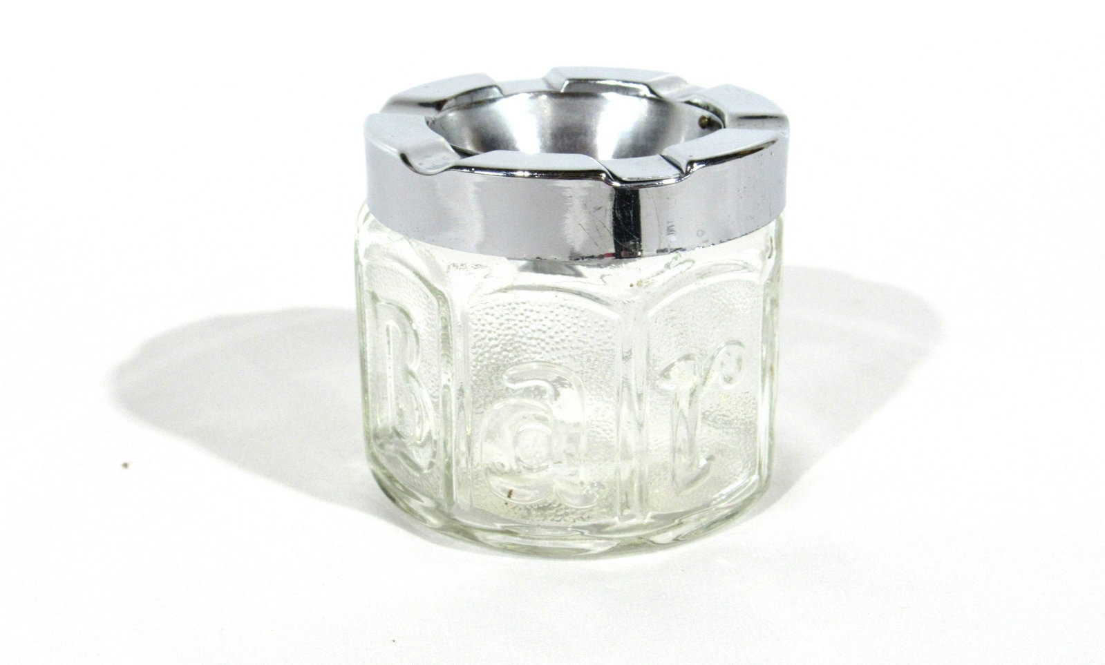 Vintage Glass Barber Shop Barbasol Shave Cream Ashtray: Vintage Glass Barber Shop Barbasol Shave Cream Glass Ashtray. In-house shipping available. Dimensions: 3 x 3 x 3