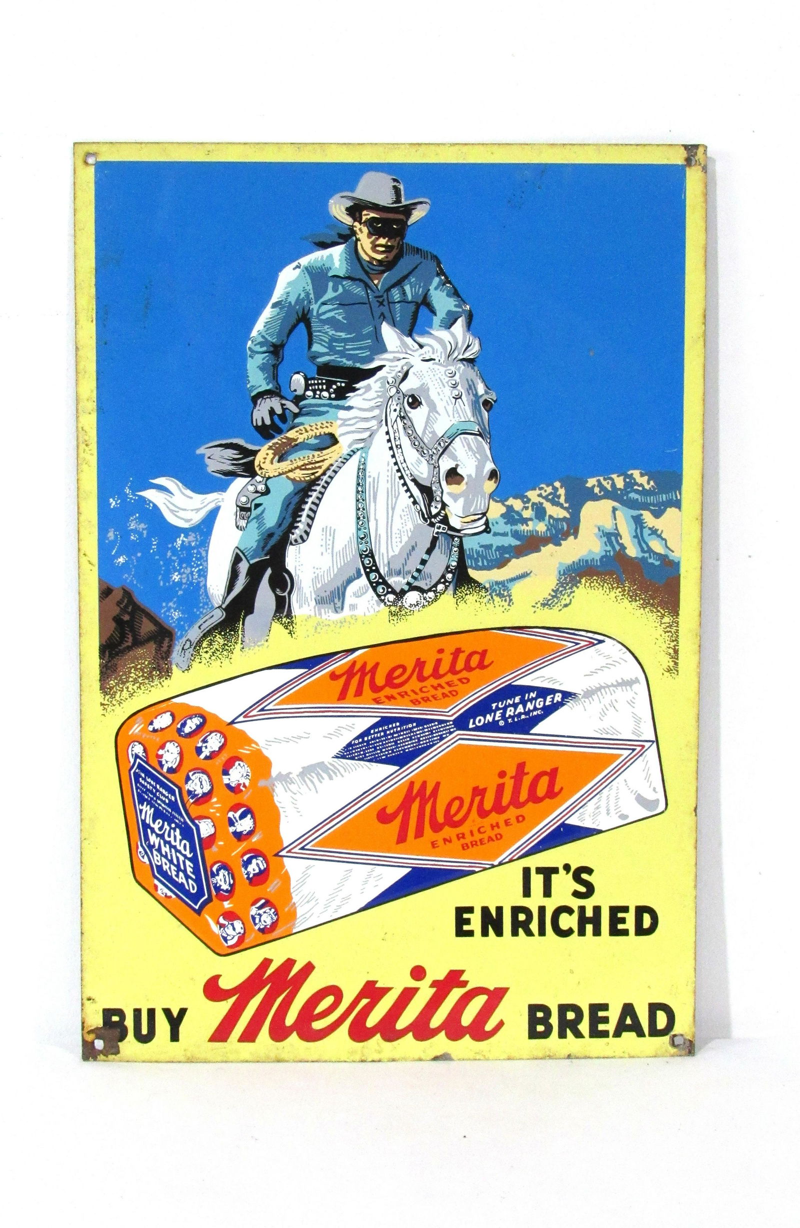 Merita Bread Lone Ranger Embossed Advertising Sign (1 of 2)