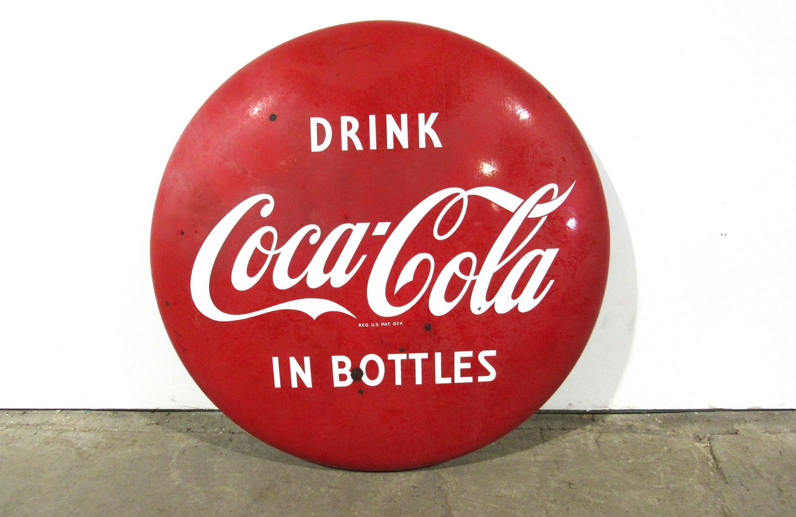 4 FT Porcelain Coca Cola Advertising Button (1 of 3)