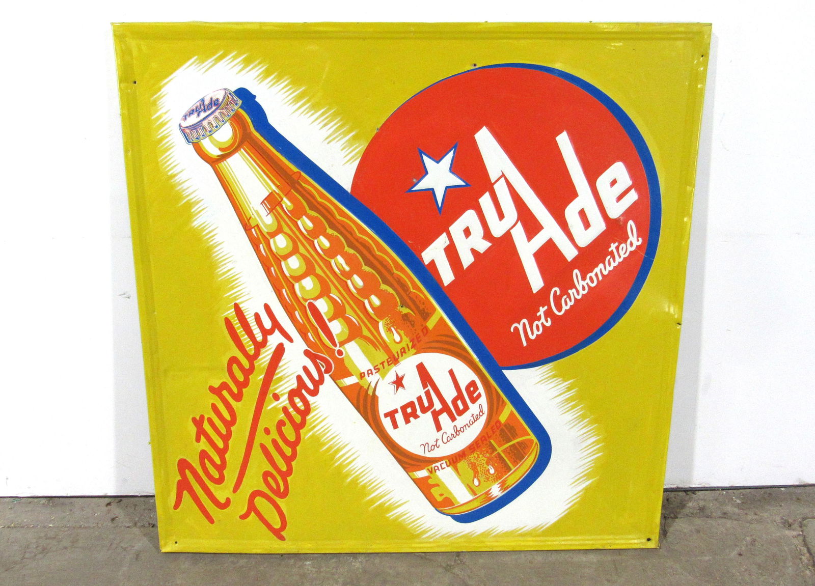 Tru Ade "Naturally Delicious" Soda Embossed Sign (1 of 2)
