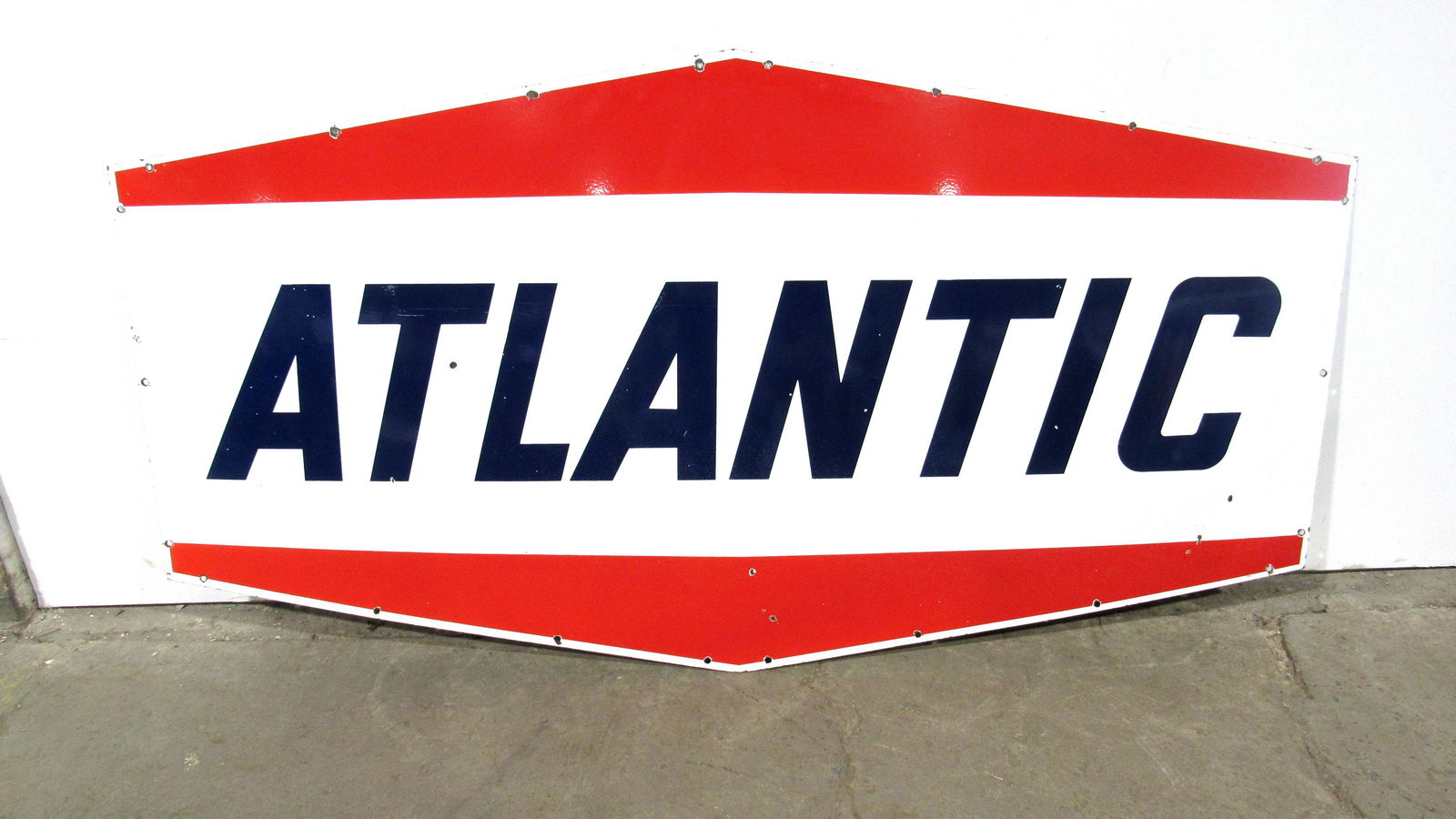LARGE 6.5 FT Atlantic Gas Double Sided Porcelain Sign (1 of 2)