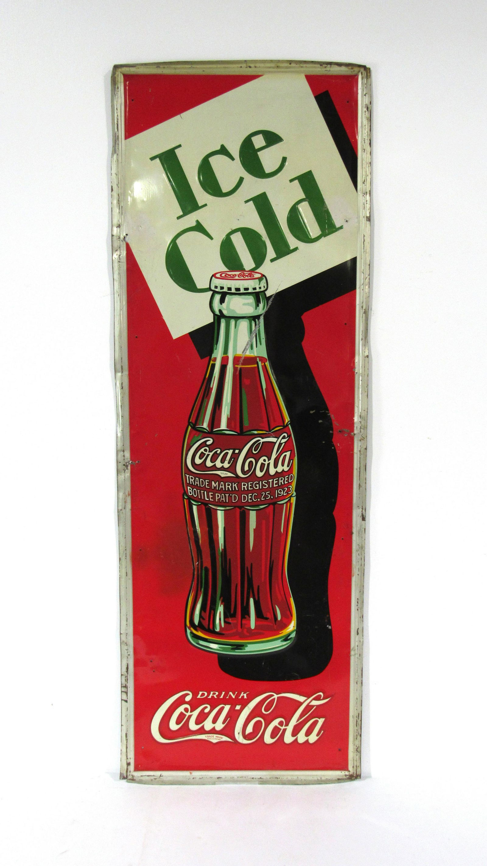 Ice Cold Coca Cola Embossed Advertising Sign (1 of 2)