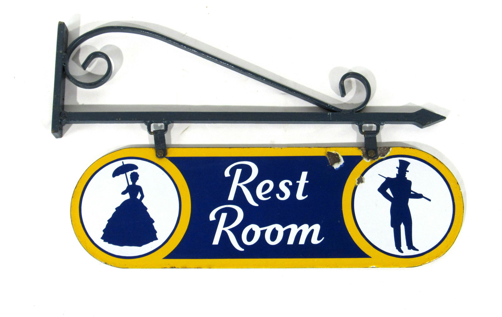 Sunoco Gas Porcelain Restroom Sign with Bracket (1 of 3)