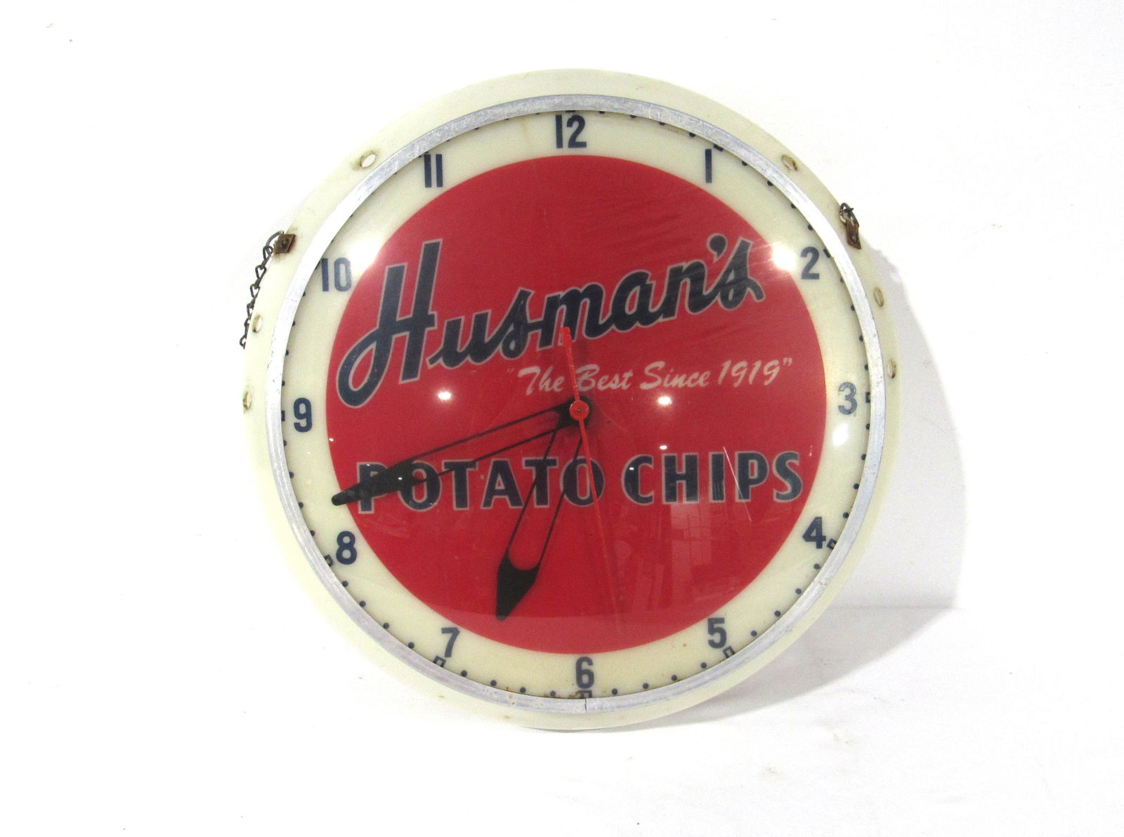 Husman's Potato Chips Light Up Advertising Clock (1 of 4)
