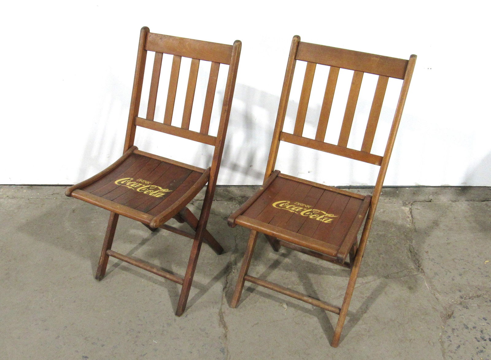 Pair of Coca Cola Antique Folding Chairs, Stamped 1934 (1 of 4)