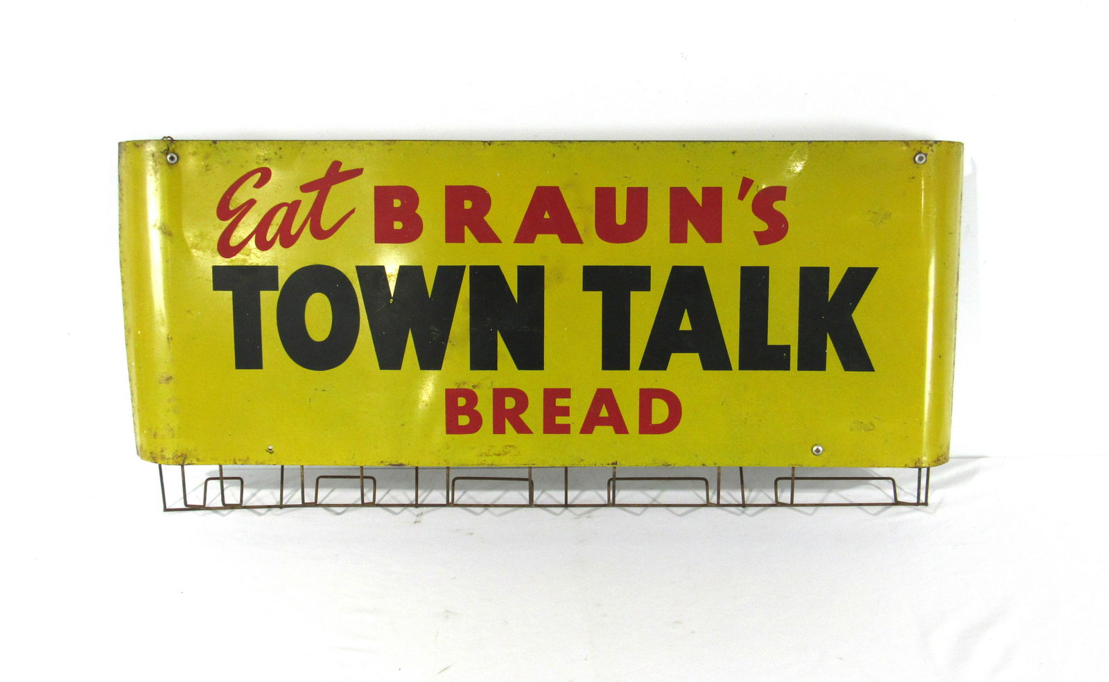 Early Braun's Bread "Town Talk" Bag Holder Display Sign (1 of 2)