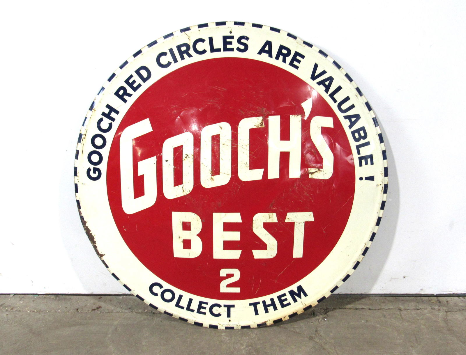 1950s Gooch's Best 2 Red Circle Metal Bubble Sign (1 of 3)