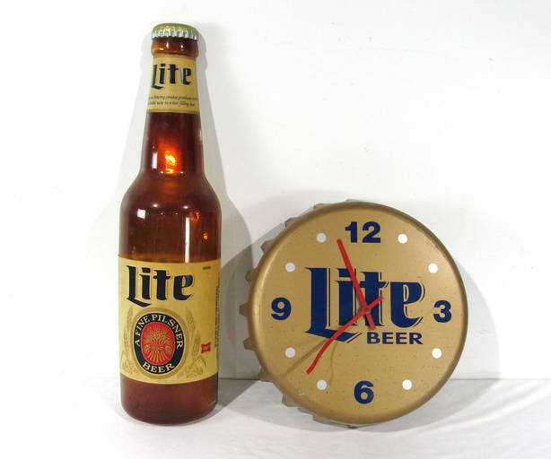 Miller Lite Light Up Beer Sign And Clock