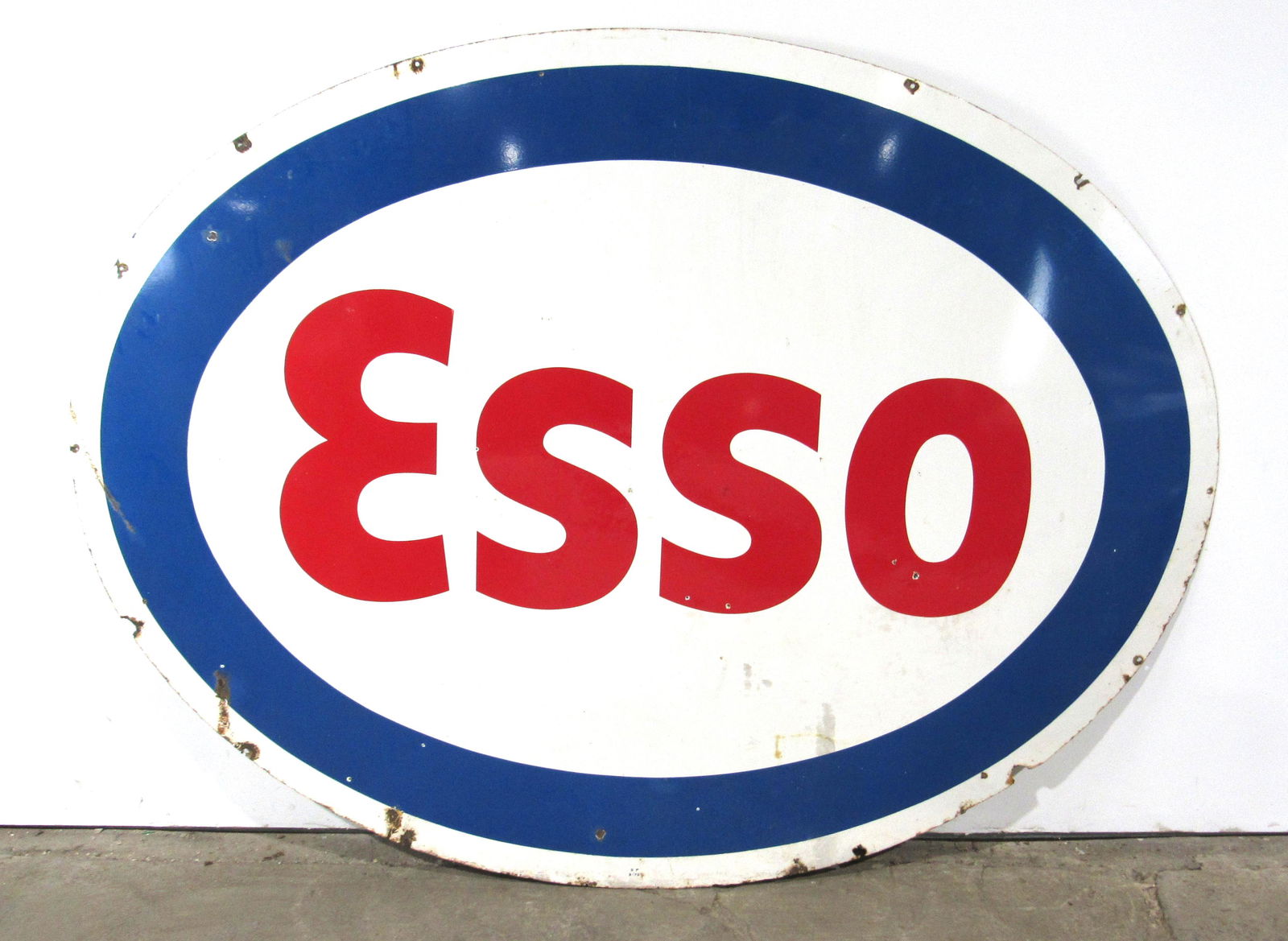 LARGE 5FT Porcelain 1970 ESSO Gas Advertising Sign (1 of 3)