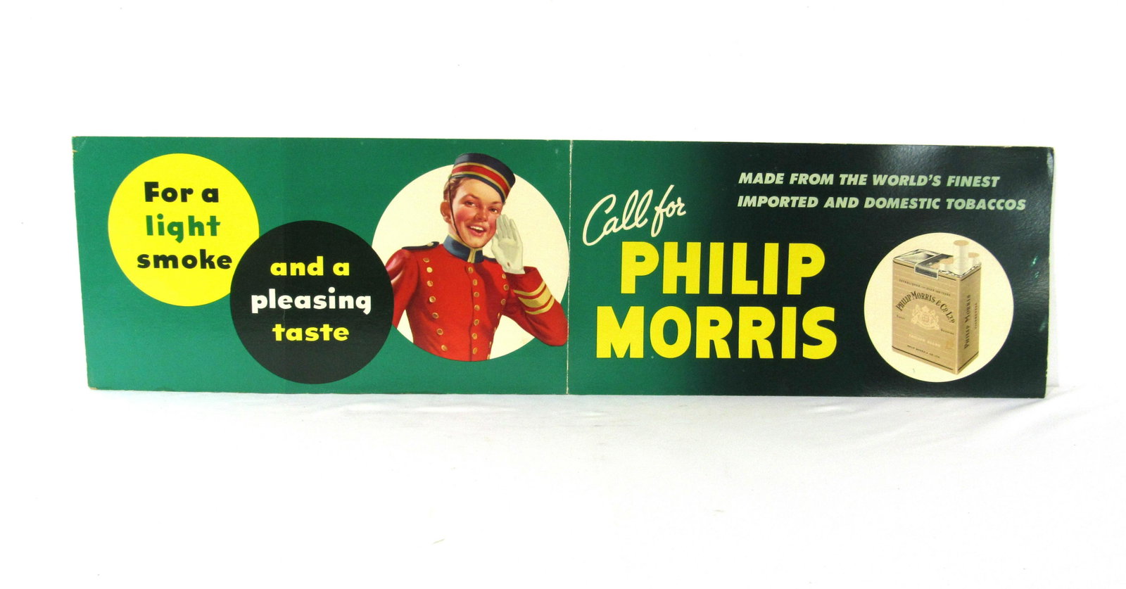 Philip Morris Cardboard Advertising Sign: Philip Morris Cardboard Advertising Sign. In-house shipping available. Dimensions: 11 x 42