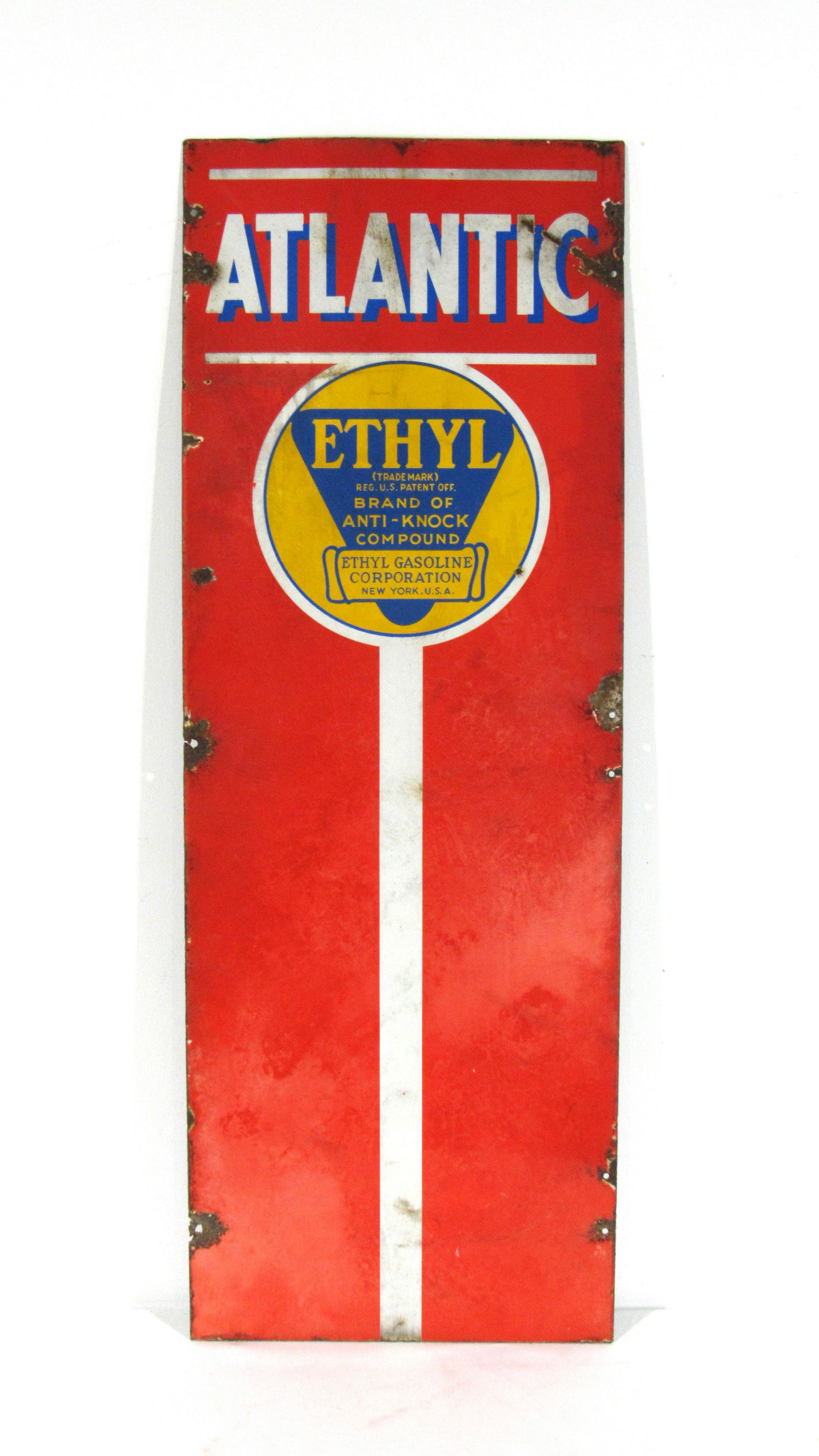 Atlantic Gasoline Porcelain Pump Sign (1 of 2)