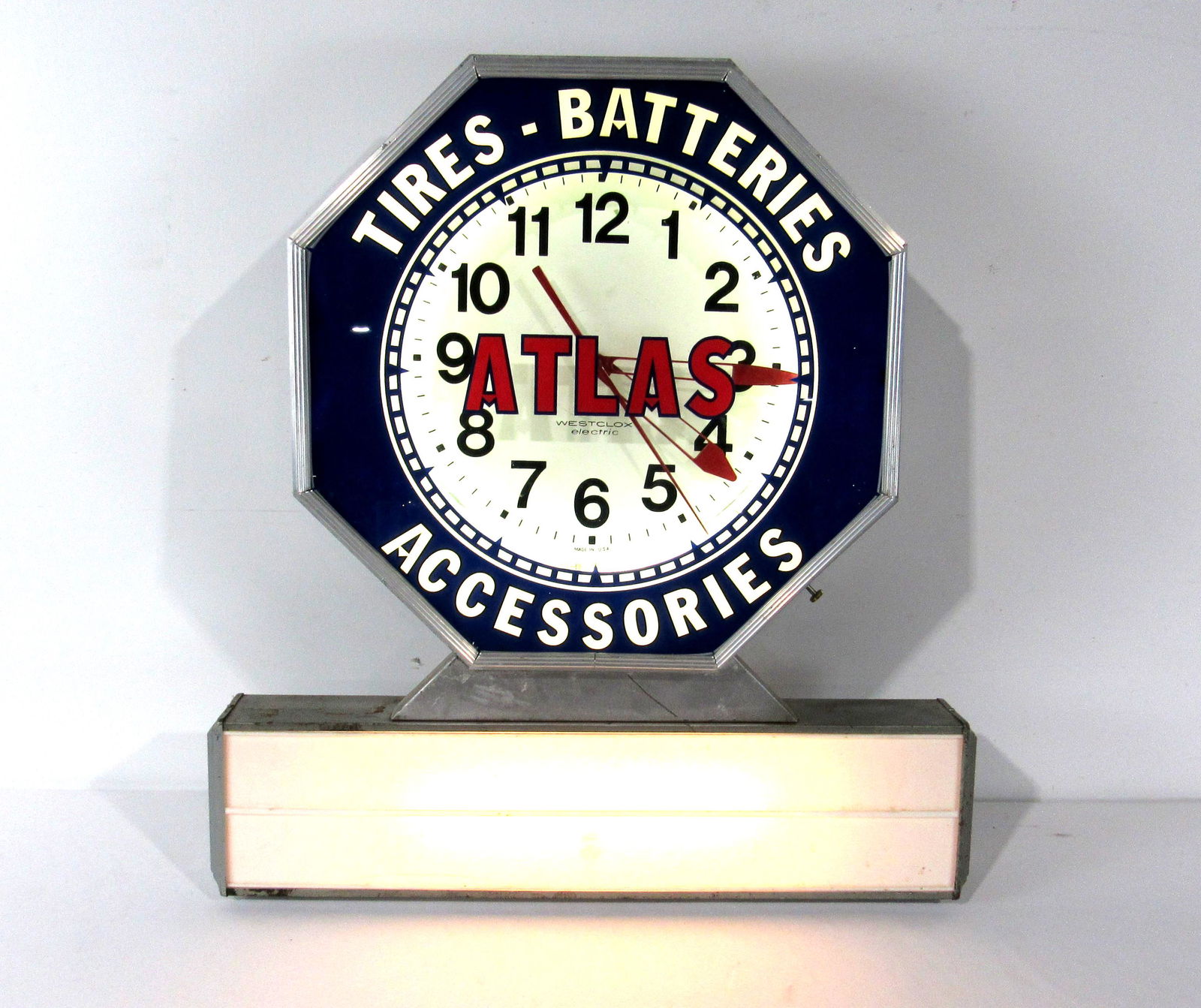 Atlas Tires Batteries Neon Clock With Marquee (1 of 5)