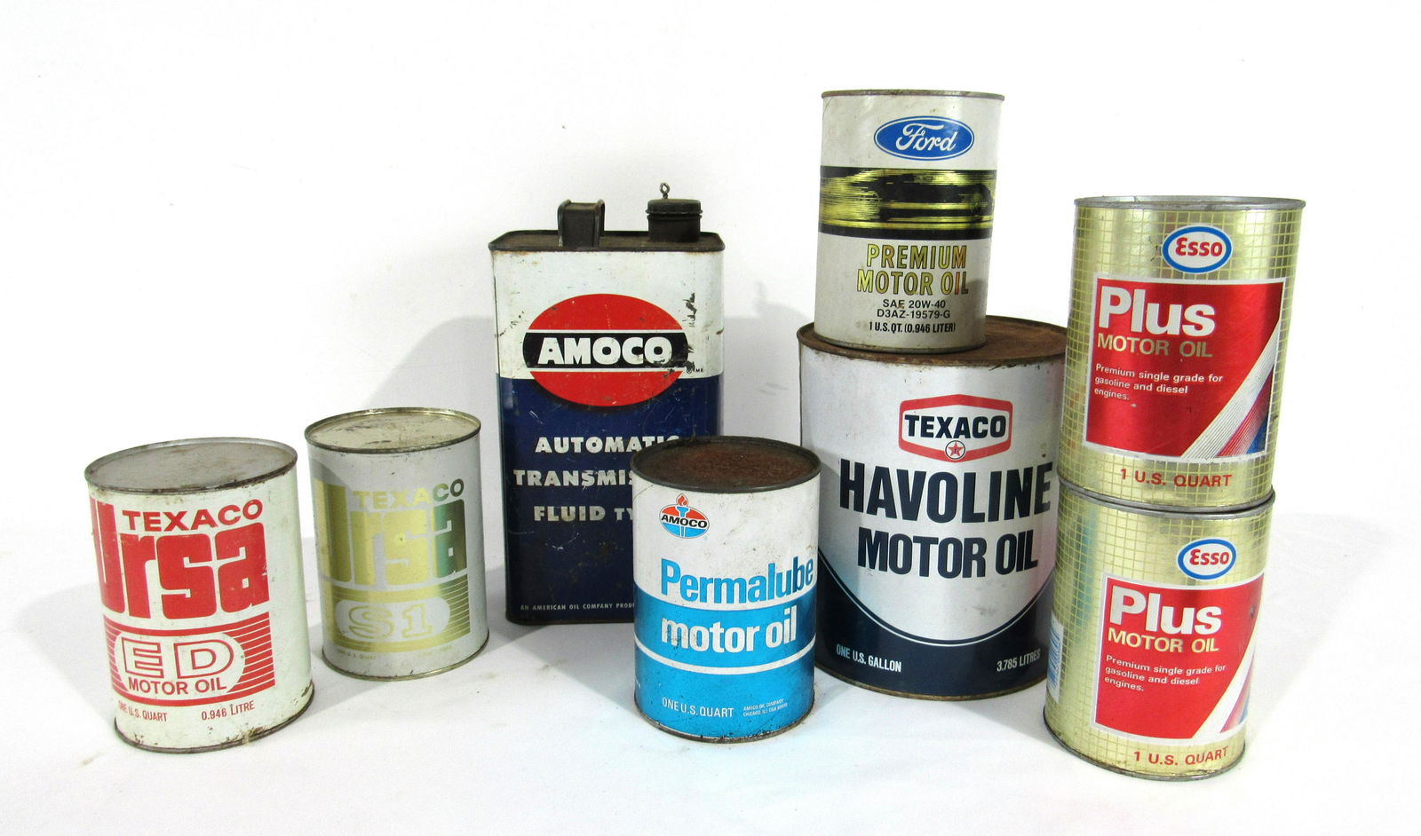 Eight Oil Cans Including Amoco and Ford (1 of 1)
