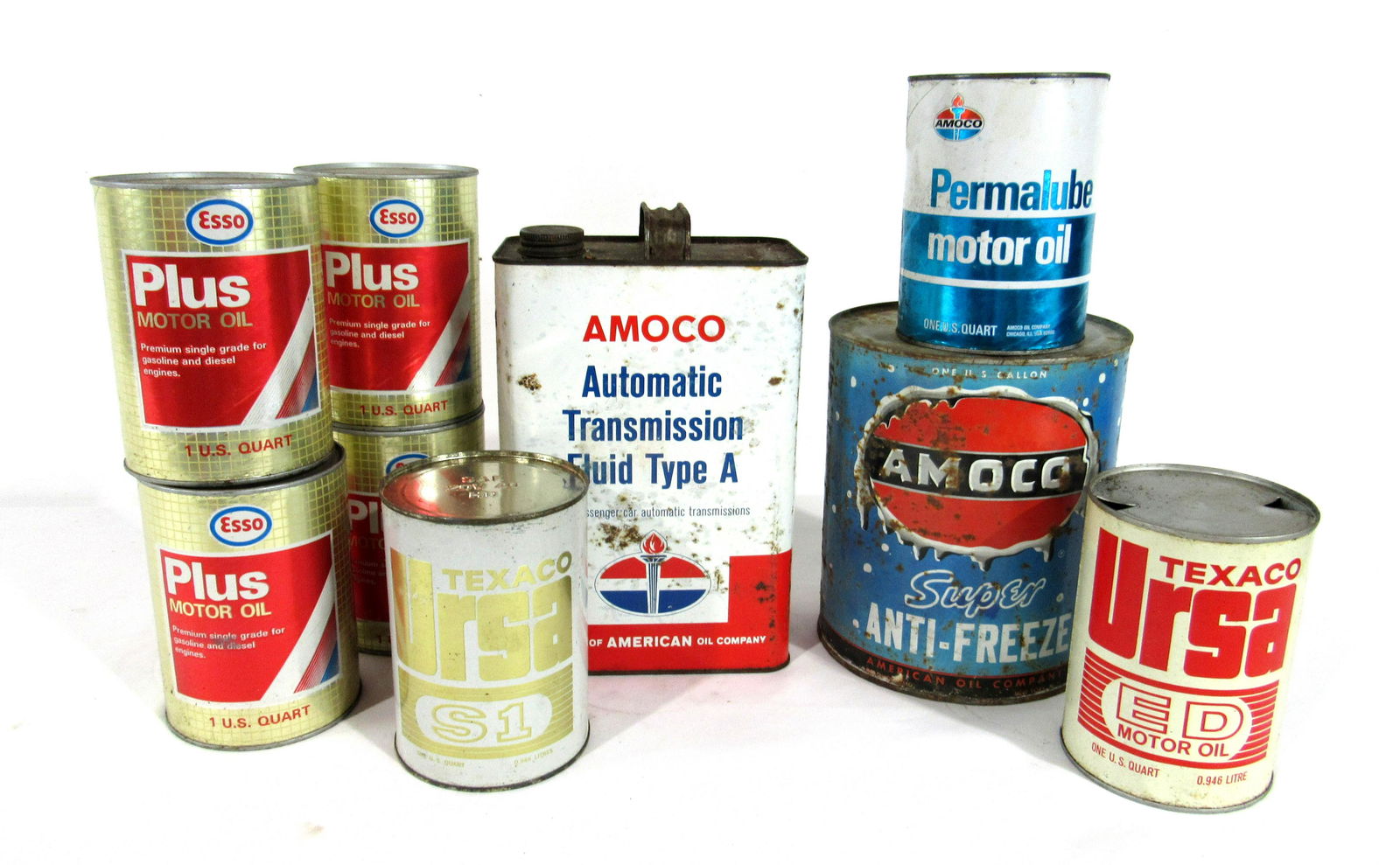 9 Assorted Oil Cans Including Amoco and Esso (1 of 1)