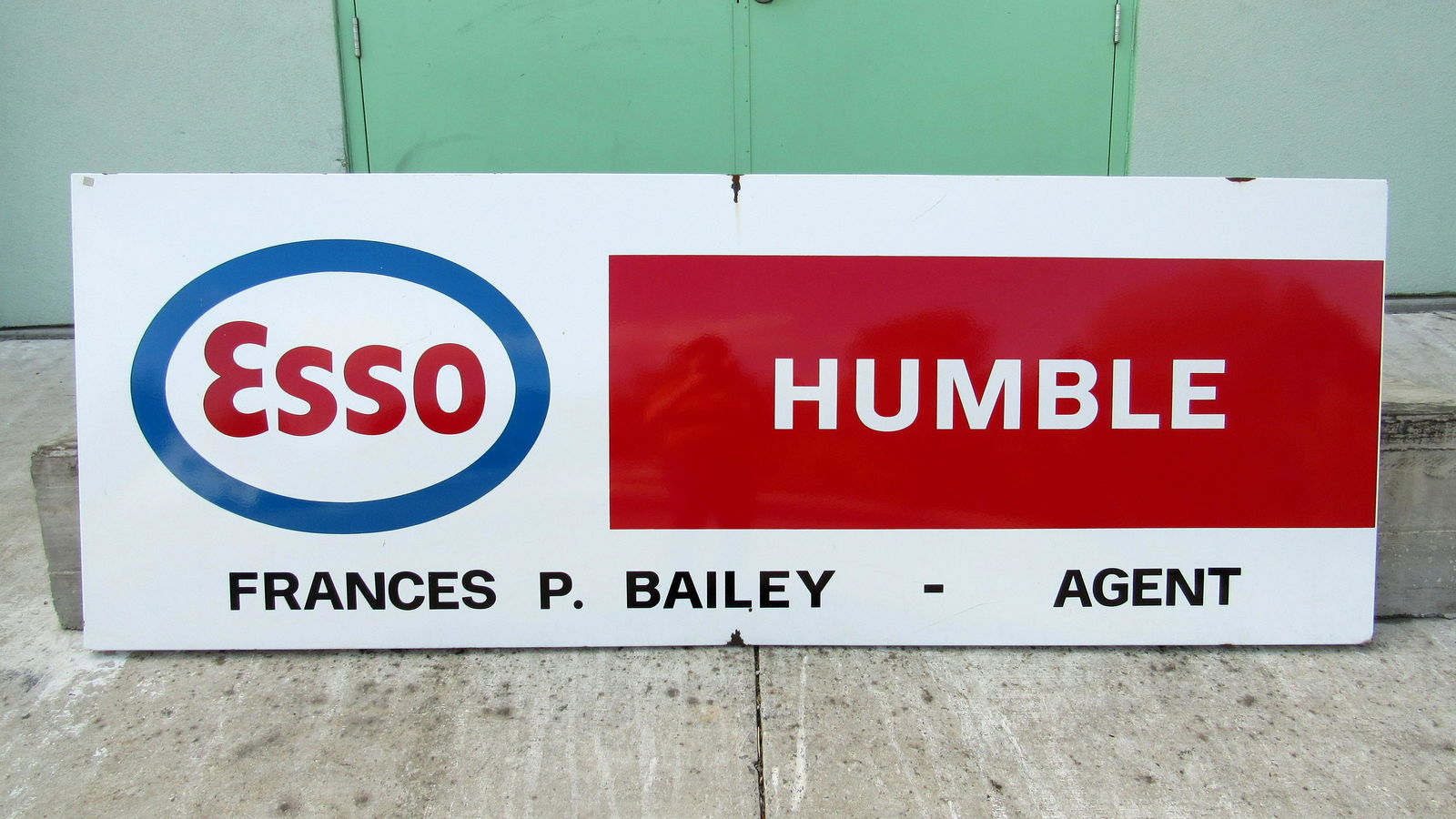 LARGE 8 FT Original Esso Humble Agent Porcelain Sign (1 of 4)