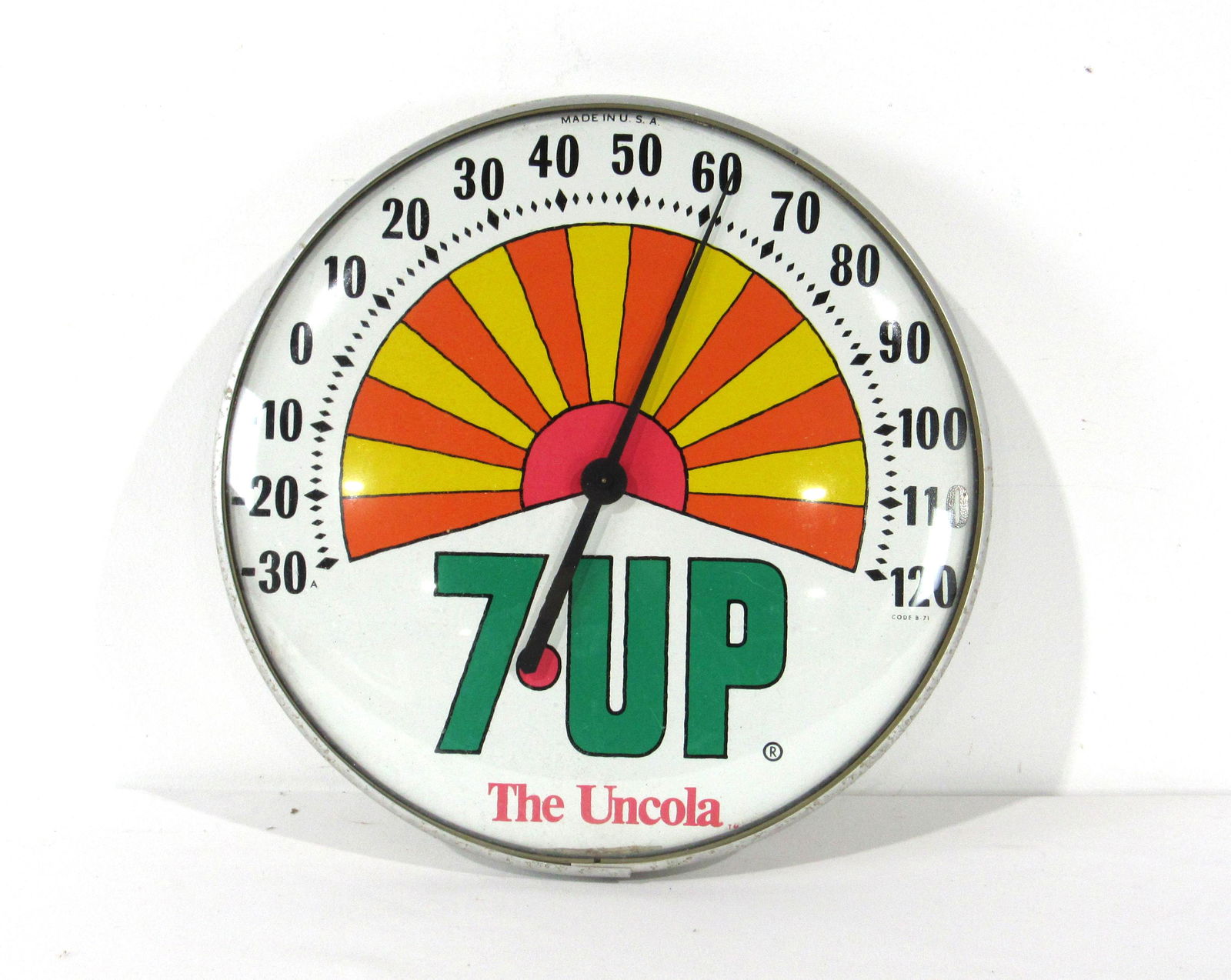 Peter Max 7-Up Glass Face Advertising Thermometer (1 of 4)