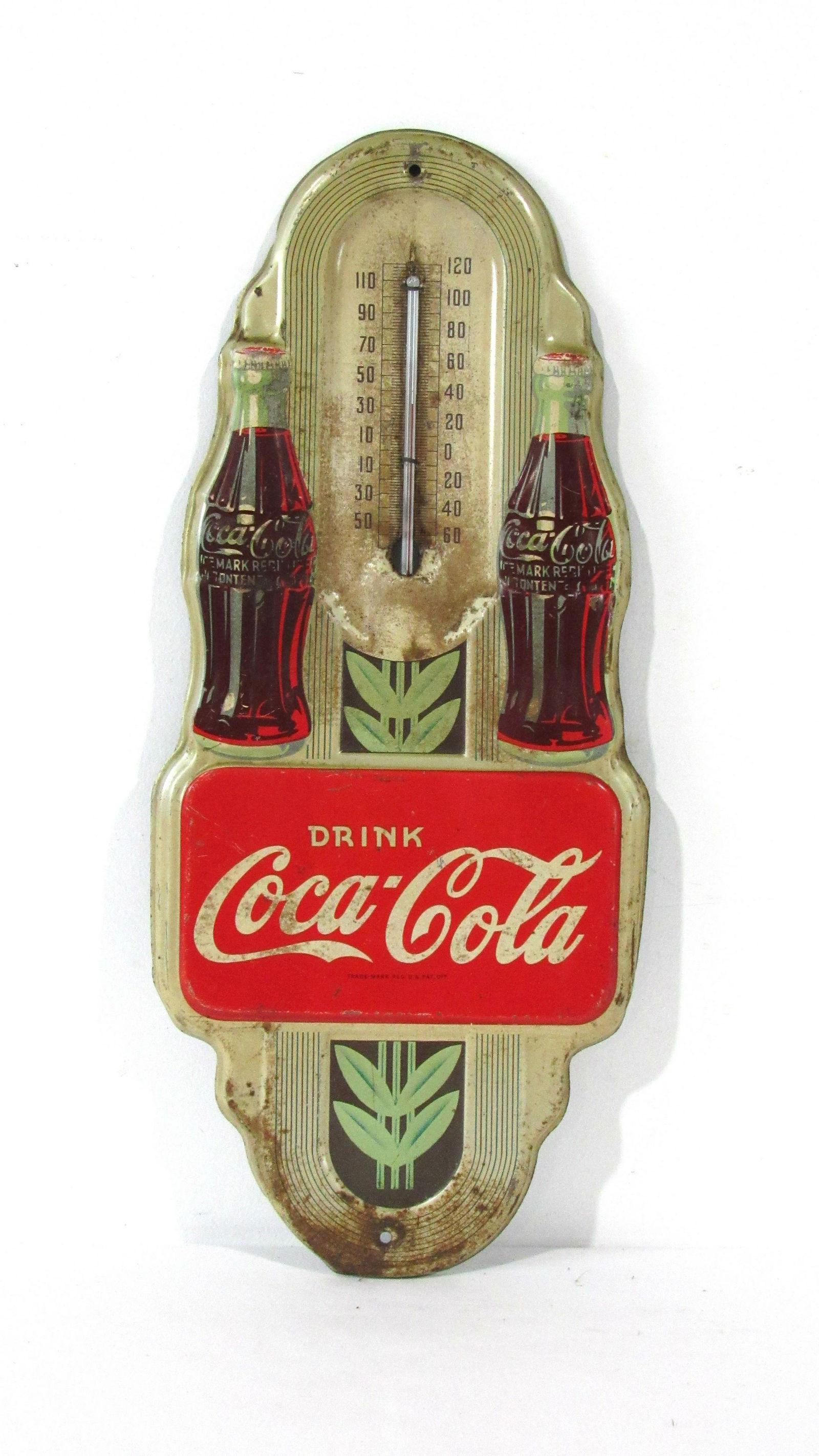 Art Deco Drink Coca Cola Advertising Thermometer (1 of 2)