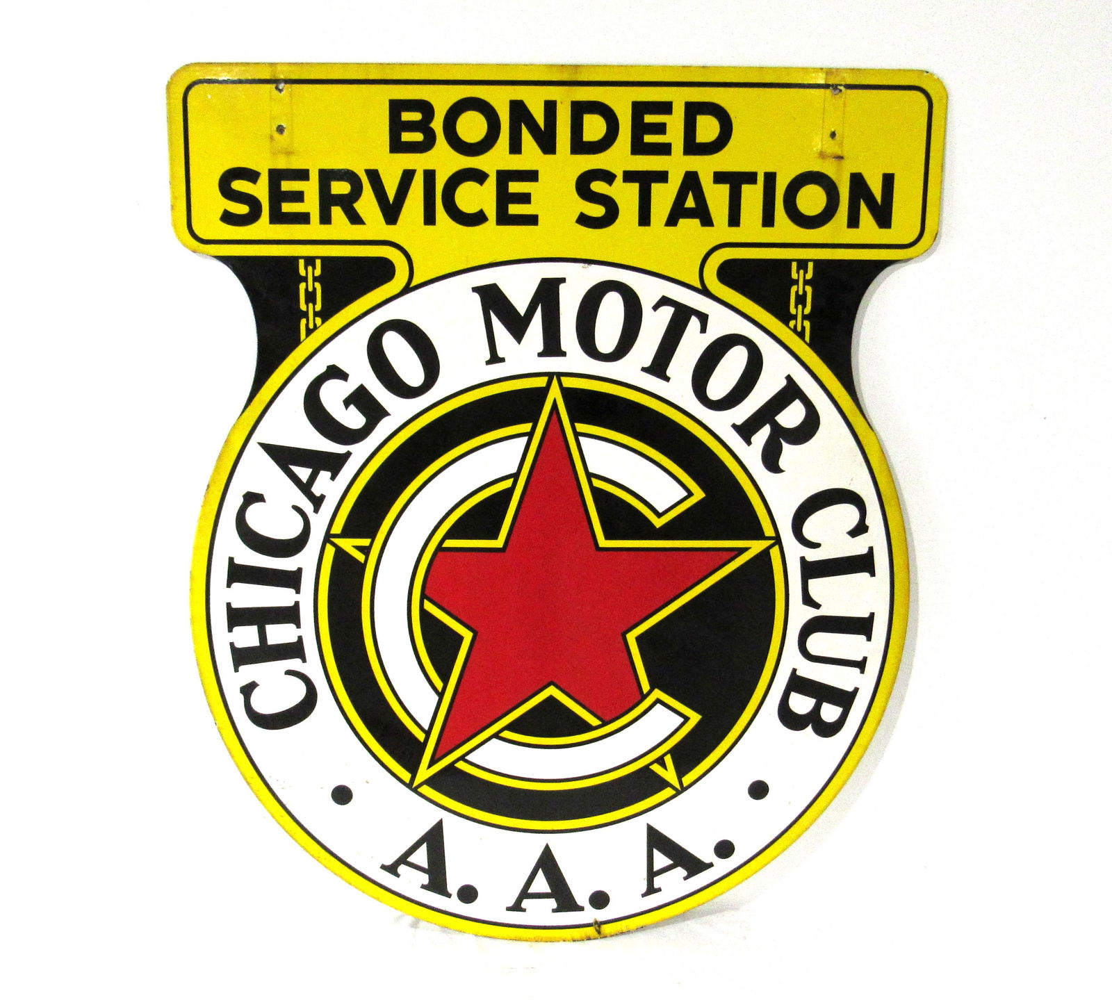 3 FT Chicago Motor Club AAA Porcelain Double Sided Sign (1 of 2)