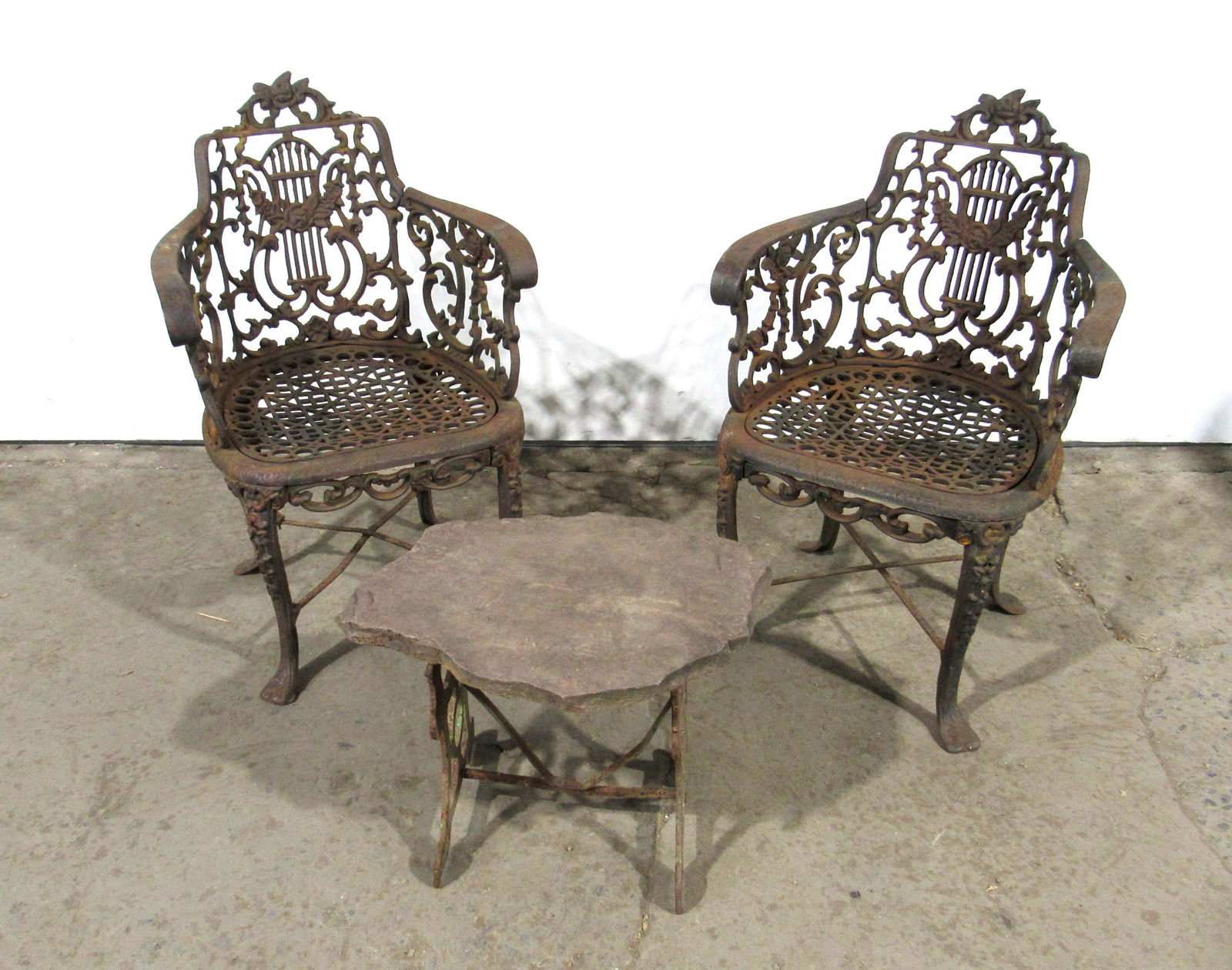 Victorian Cast Iron Chairs with Stone Top Table (1 of 4)