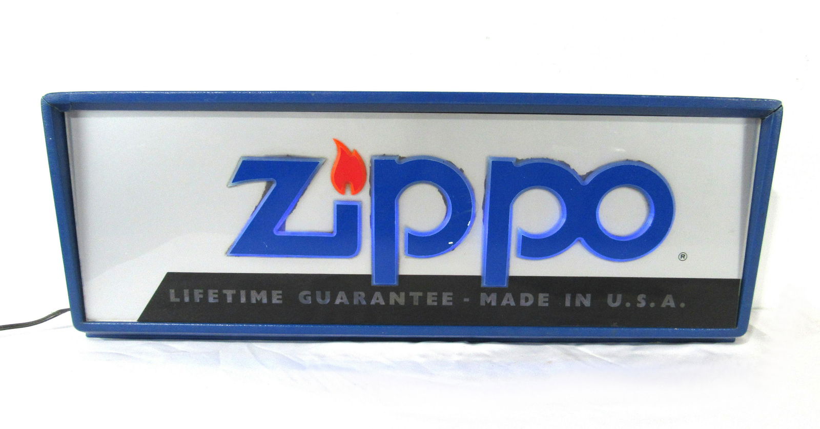 Zippo Light Up Sign: Zippo Light Up Sign. In-house shipping available. Dimensions: 10 x 26 x 5