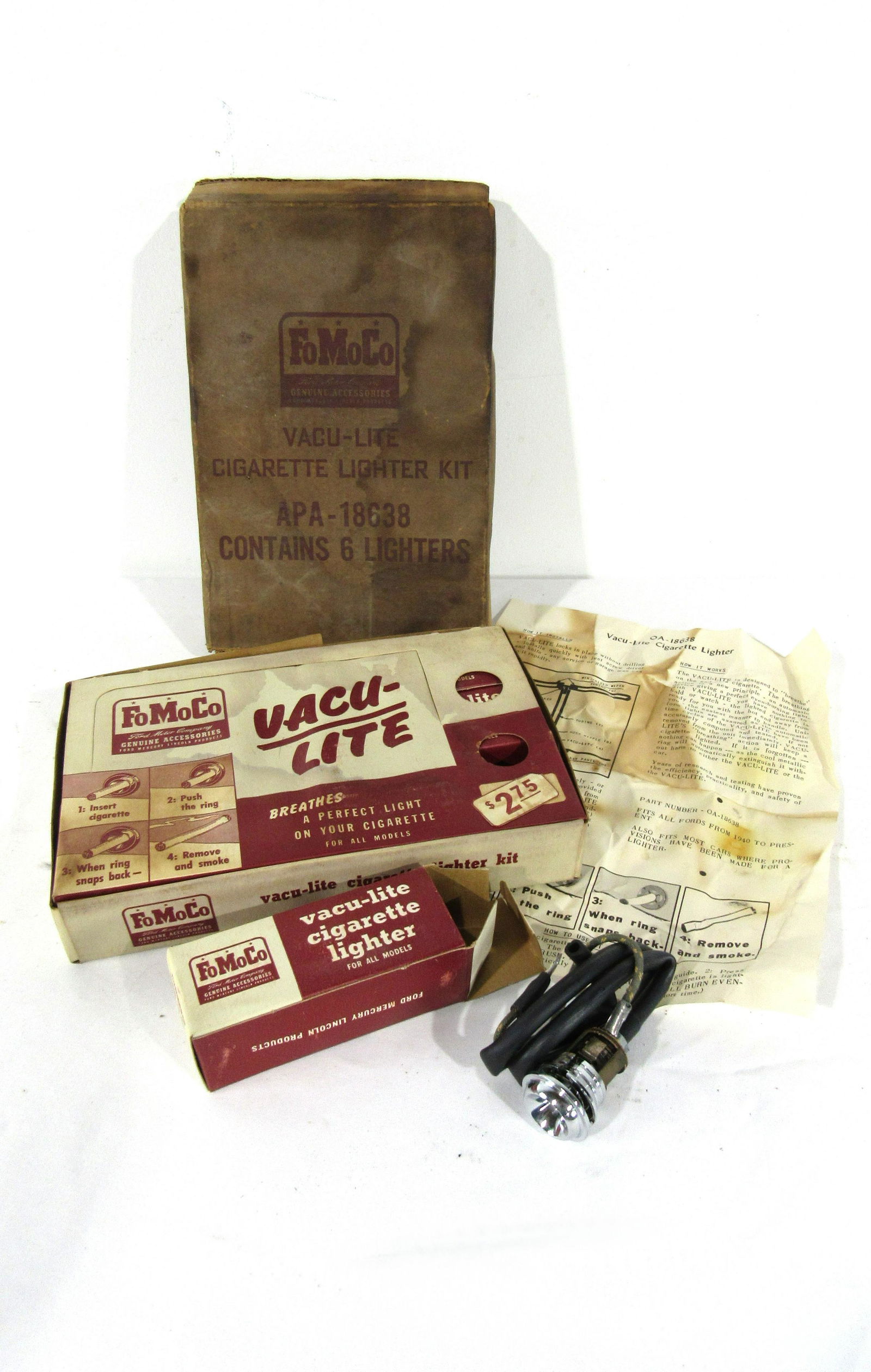 NOS Ford Motor Company Vacu-Lite Cigarette Lighter Kit (1 of 3)
