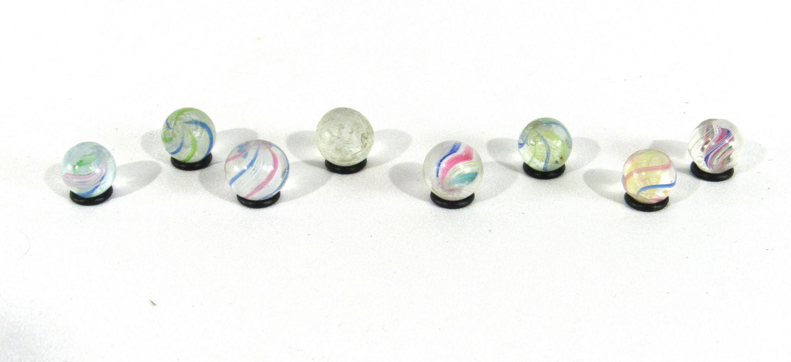 8 Antique German Handmade Pee Wee Swirl & Mica Marbles (1 of 2)