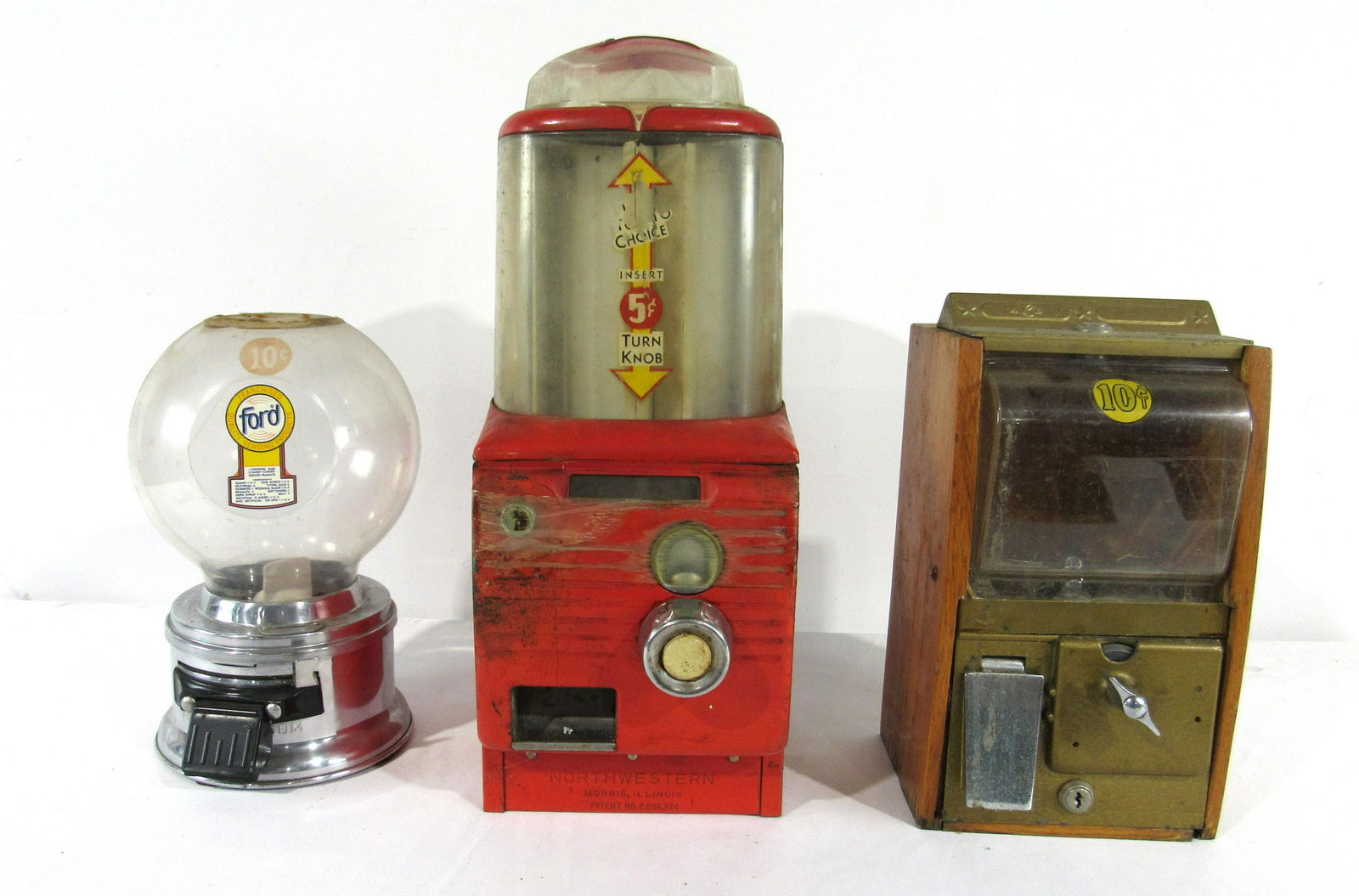 Three Coin Operated Gumball Vendors incl. Northwestern (1 of 3)