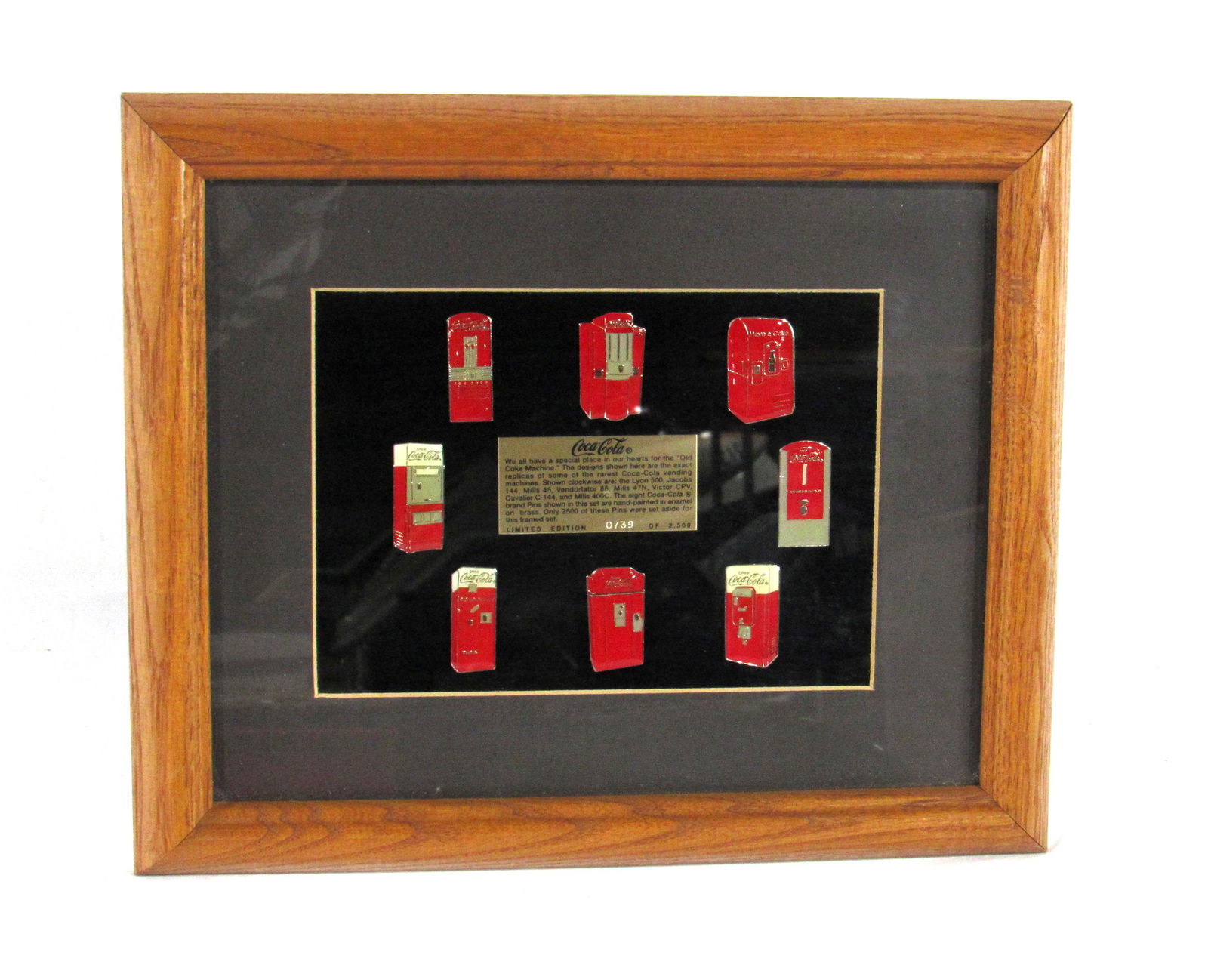Coca Cola Vending Machine Memorabilia Pins, Framed (1 of 3)