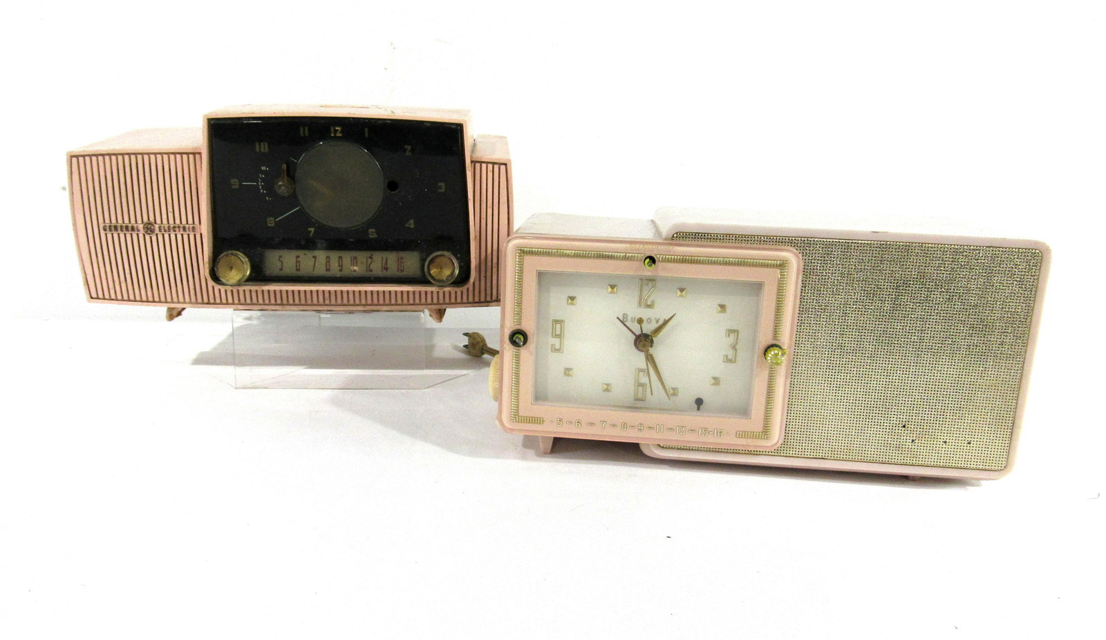 Two Vintage Pink Bulova and General Electric Radios (1 of 2)