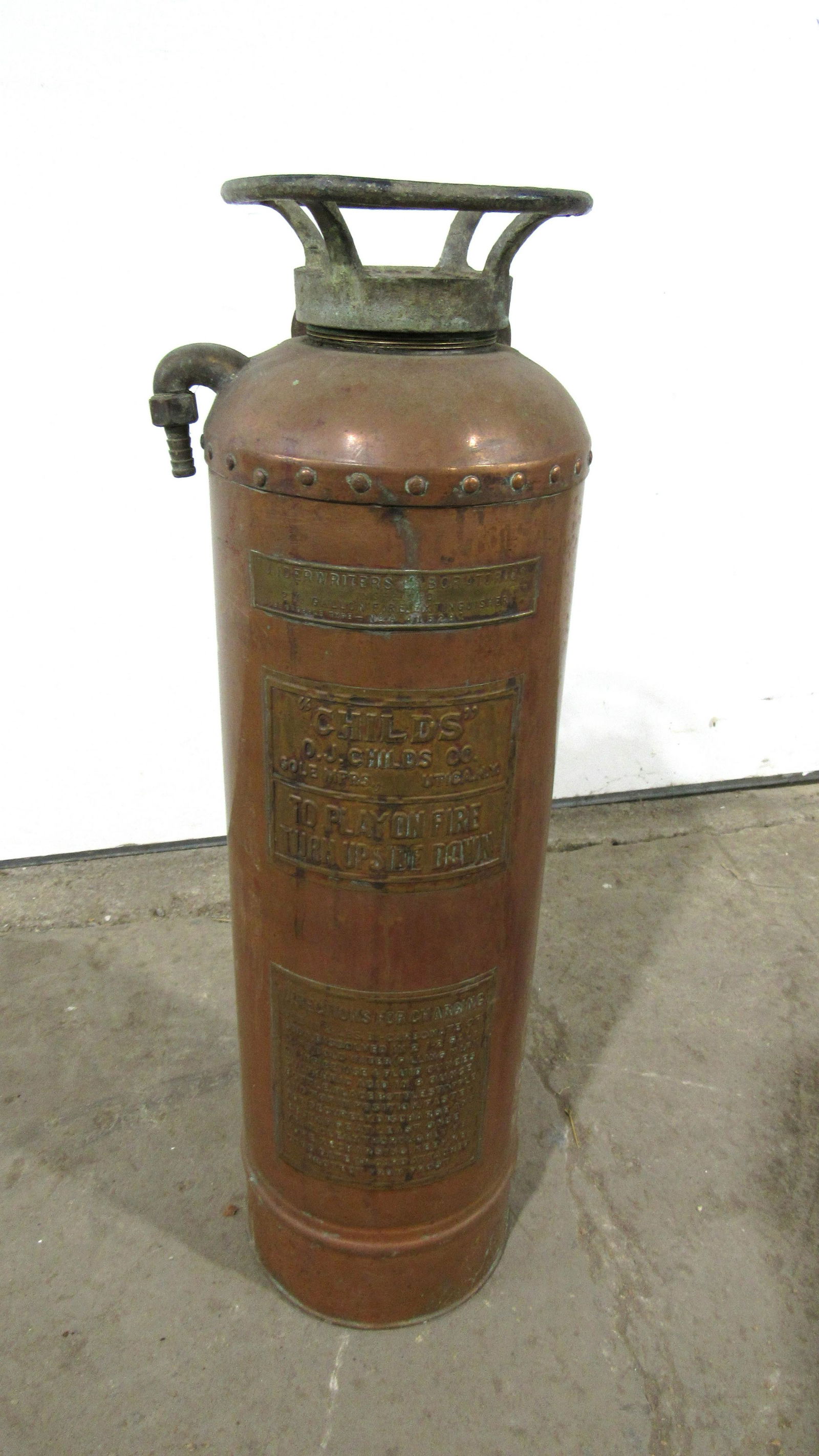Antique "Childs" Copper Fire Extinguisher (1 of 2)