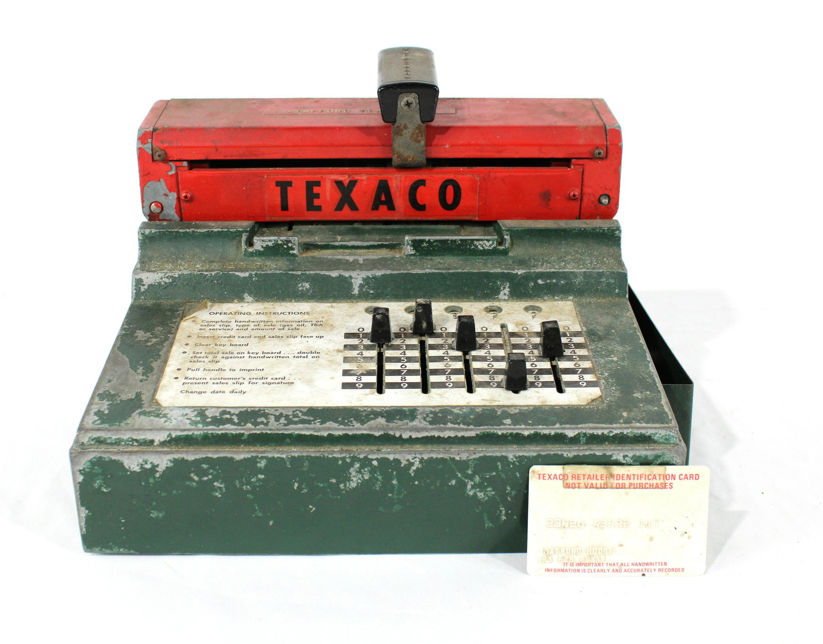 Early 1960s Texaco Credit Card Machine with Card (1 of 3)
