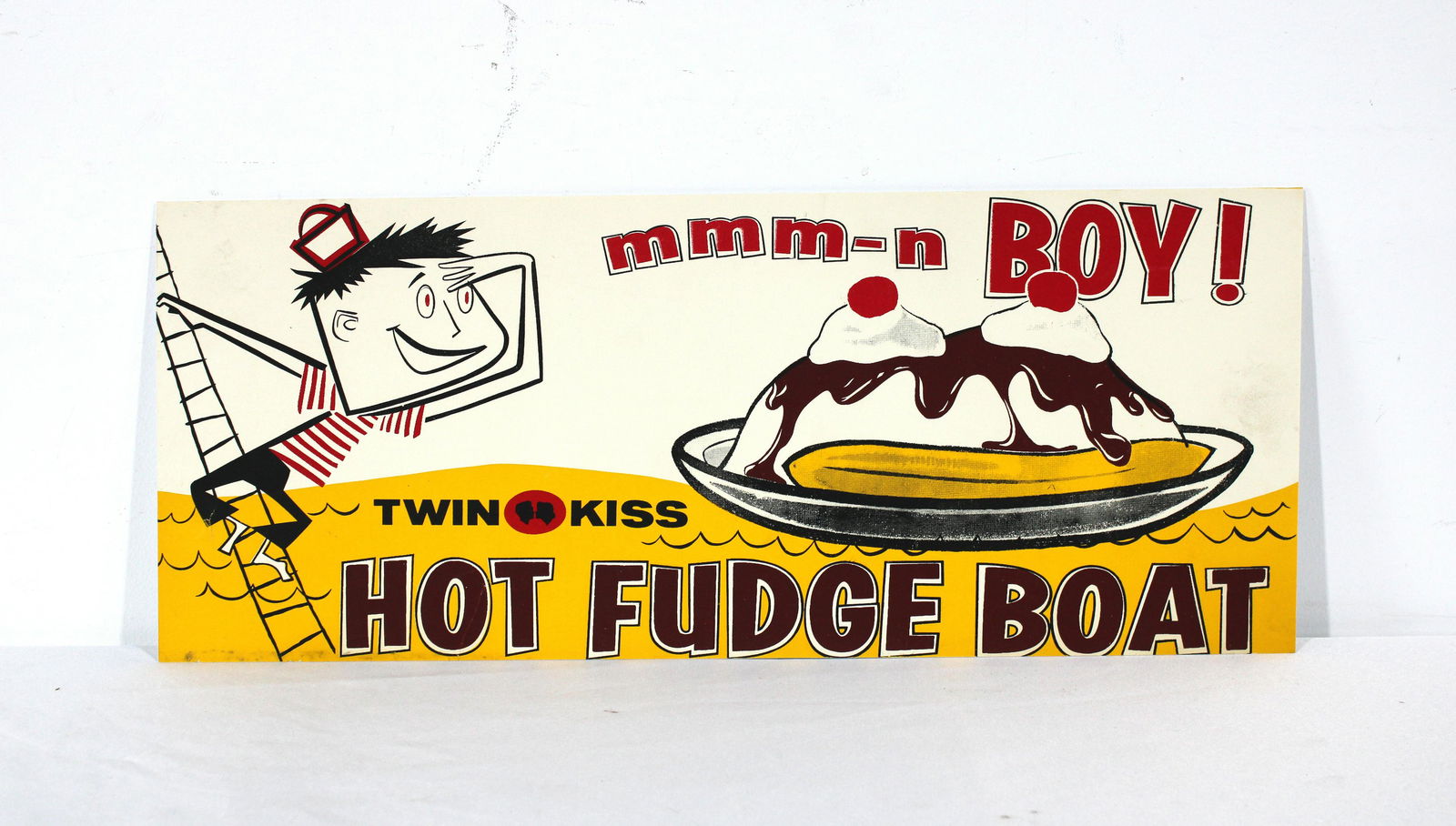 Twin Kiss Hot Fudge Boat Advertising Sign (1 of 1)