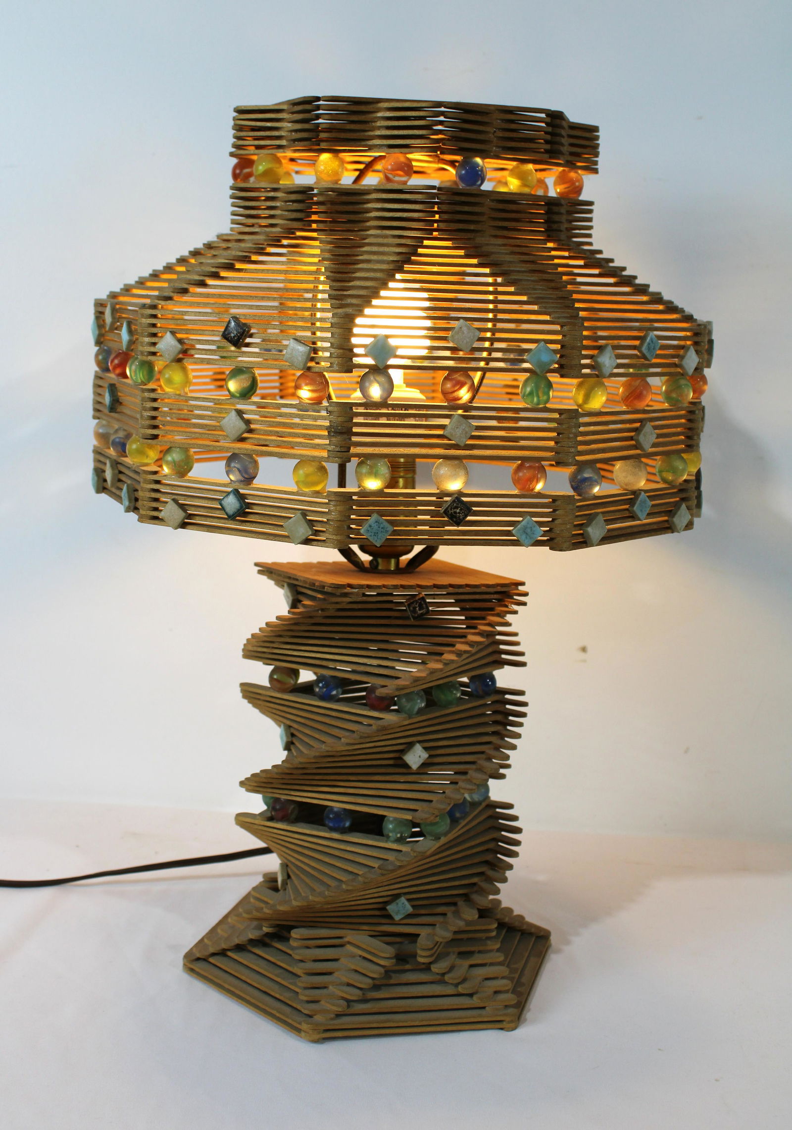 Tramp Art Popsicle Lamp (1 of 2)