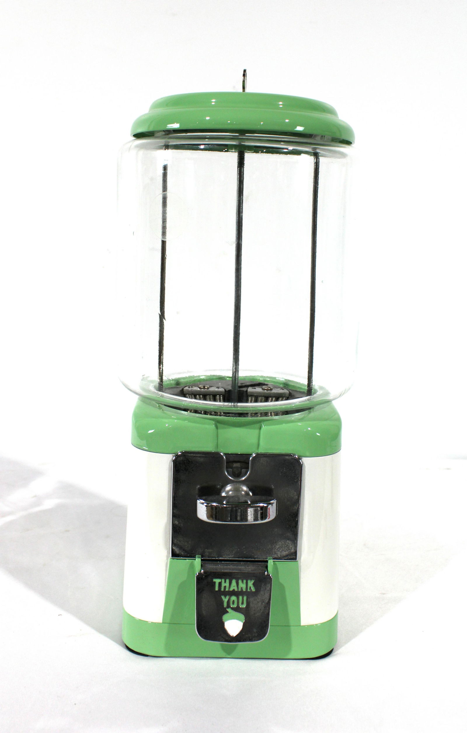 Restored Mint Green Coin Operated Oak Gumball Machine (1 of 3)